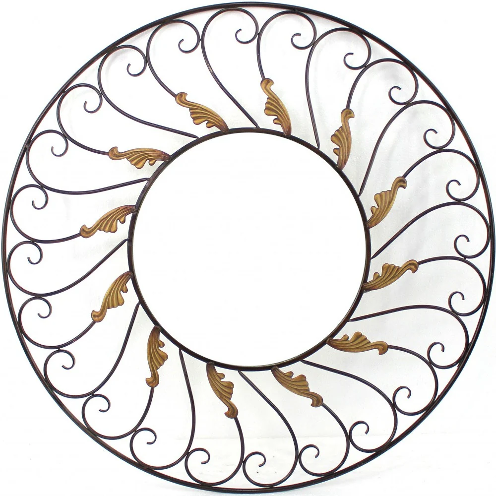 Bronze Vintage Metal Wall Mirror By Homeroots - Image 4