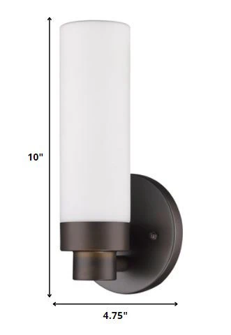Bronze Wall Light with Narrow Frosted Glass Shade By Homeroots - Image 2