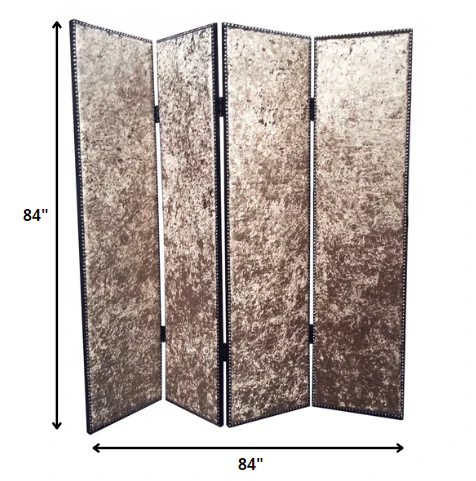 Bronze Wood & Fabric Screen By Homeroots - 274721 - Image 2