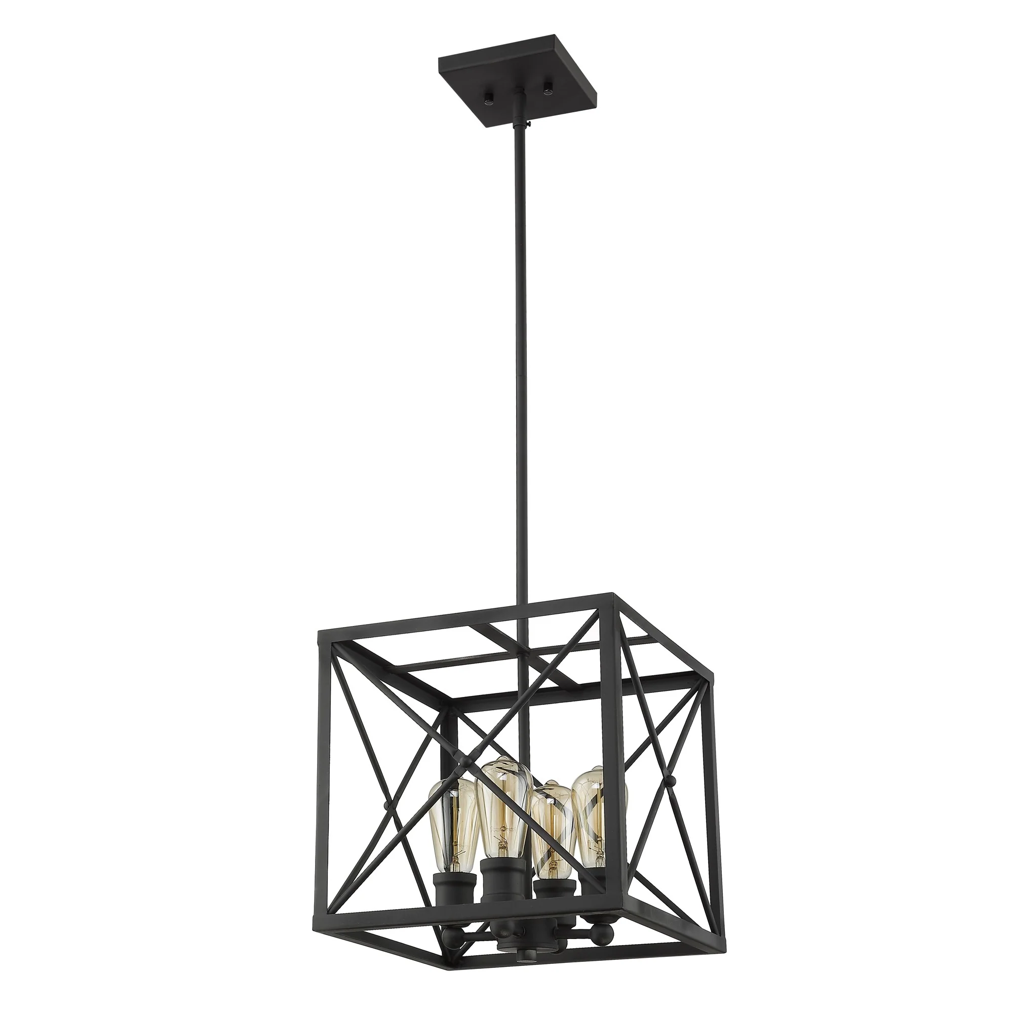 Brooklyn 4-Light Matte Black Pendant With Metal Framework Shade By Homeroots - Image 2