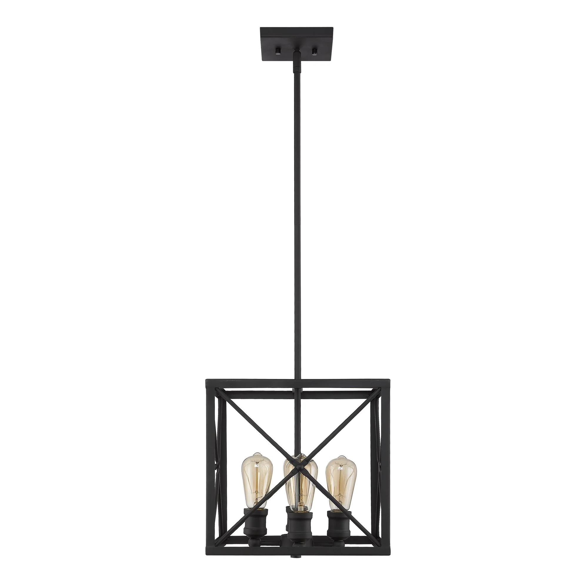 Brooklyn 4-Light Matte Black Pendant With Metal Framework Shade By Homeroots - Image 4
