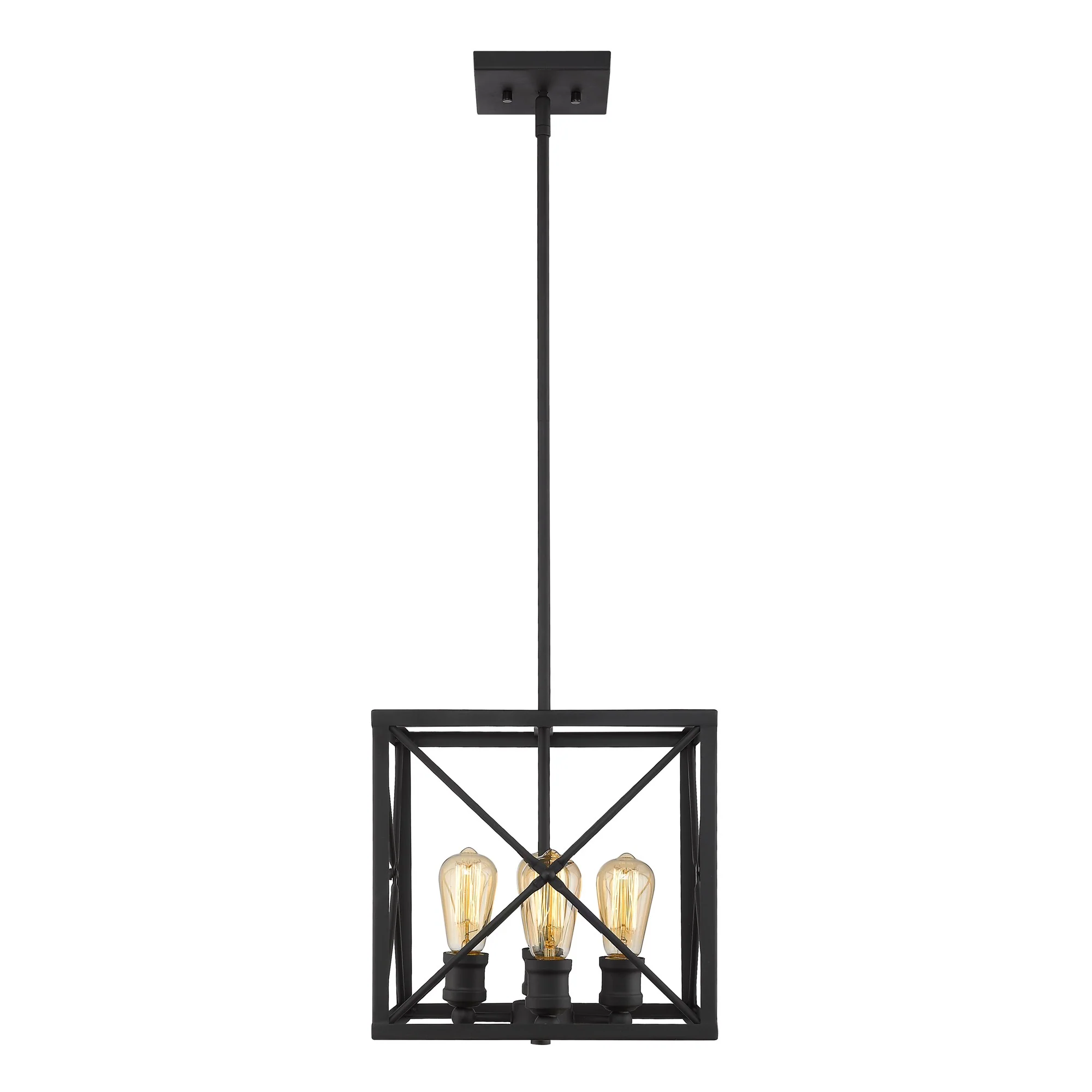 Brooklyn 4-Light Matte Black Pendant With Metal Framework Shade By Homeroots - Image 5