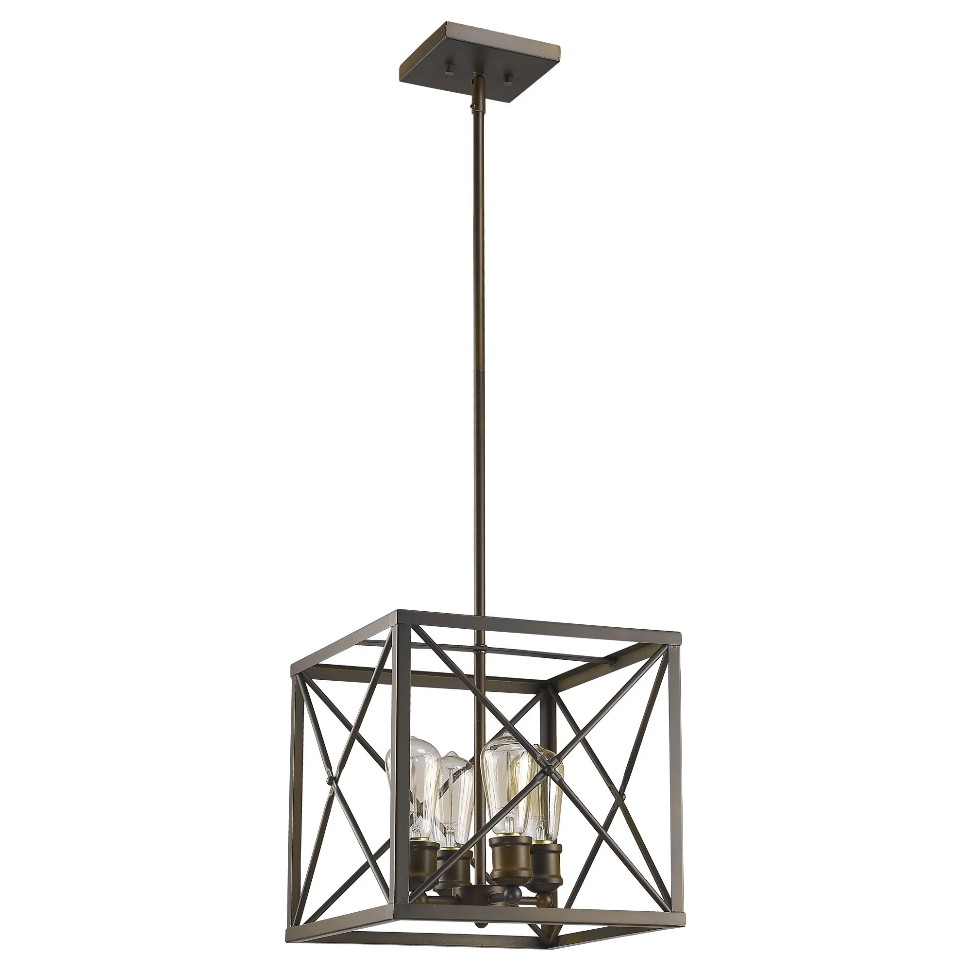 Brooklyn 4-Light Oil-Rubbed Bronze Pendant With Metal Framework Shade By Homeroots - Image 2