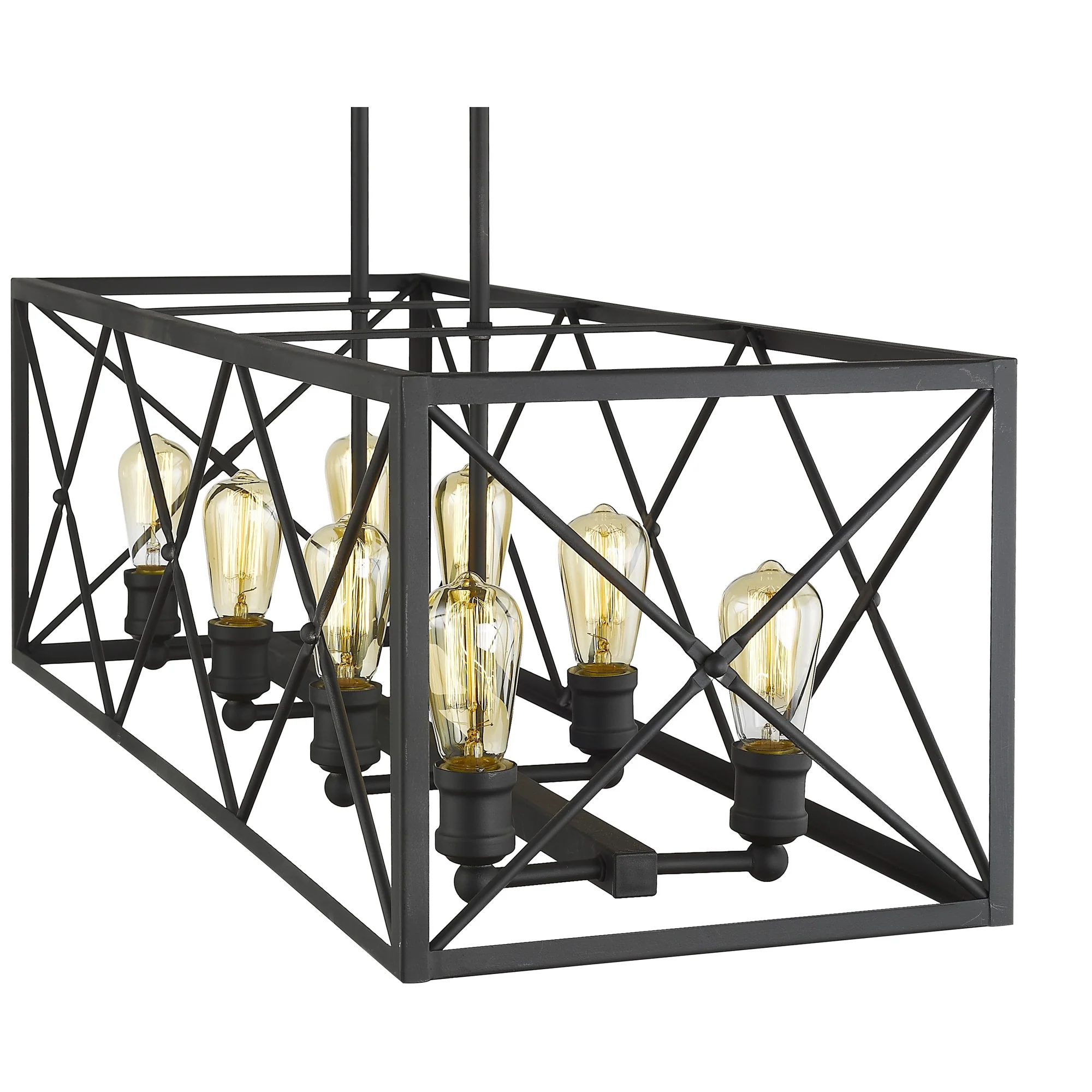Brooklyn 8-Light Matte Black Island Pendant With Metal Framework Shade By Homeroots - Image 4