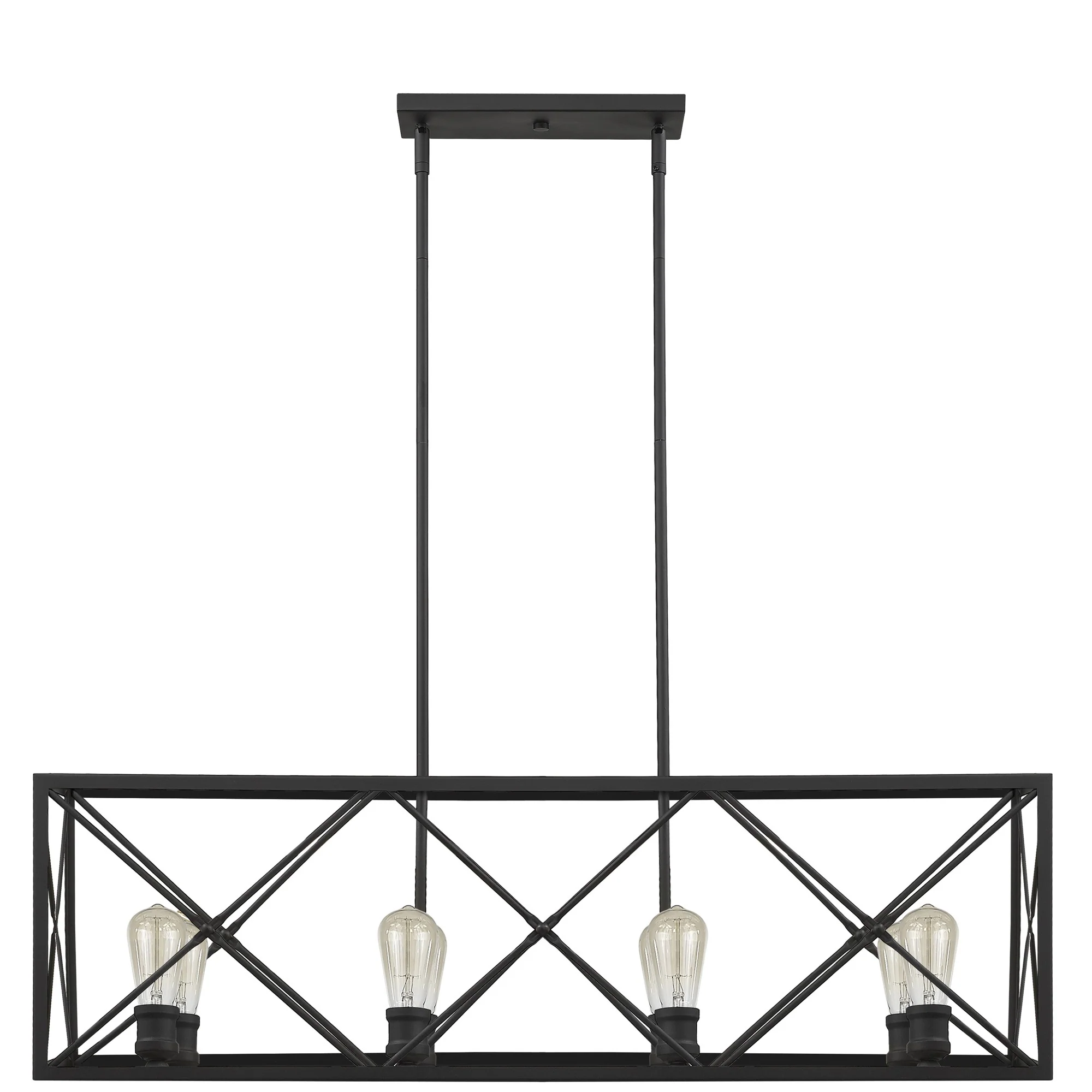 Brooklyn 8-Light Matte Black Island Pendant With Metal Framework Shade By Homeroots - Image 5