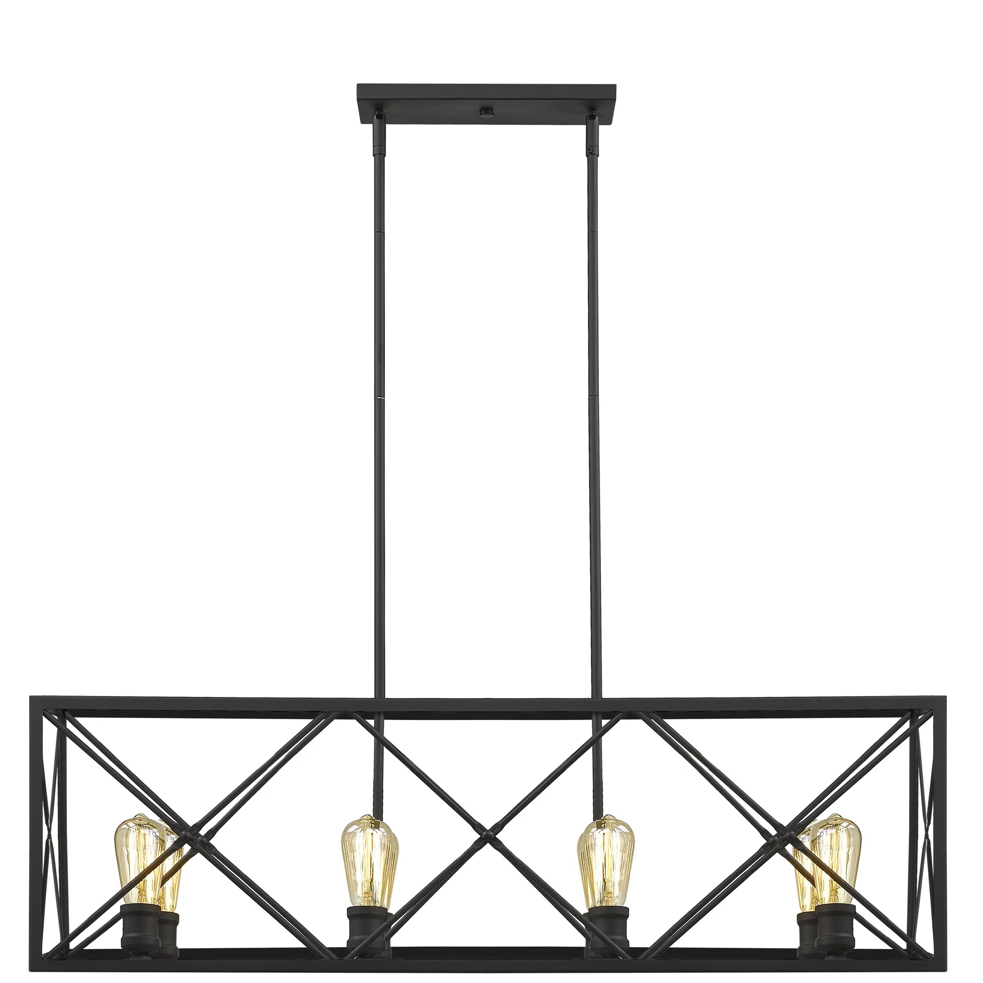 Brooklyn 8-Light Matte Black Island Pendant With Metal Framework Shade By Homeroots - Image 6