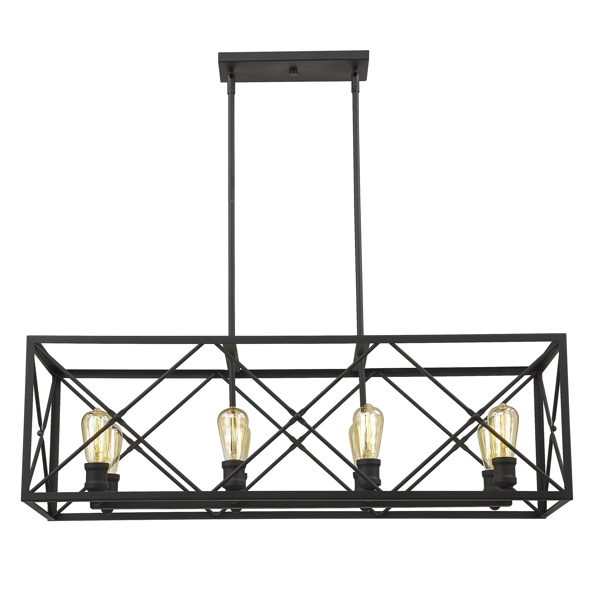 Brooklyn 8-Light Matte Black Island Pendant With Metal Framework Shade By Homeroots - Image 7