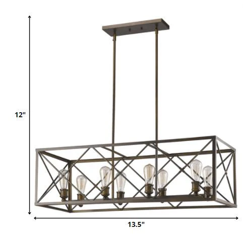 Brooklyn 8-Light Oil-Rubbed Bronze Island Pendant With Metal Framework Shade By Homeroots - Image 5