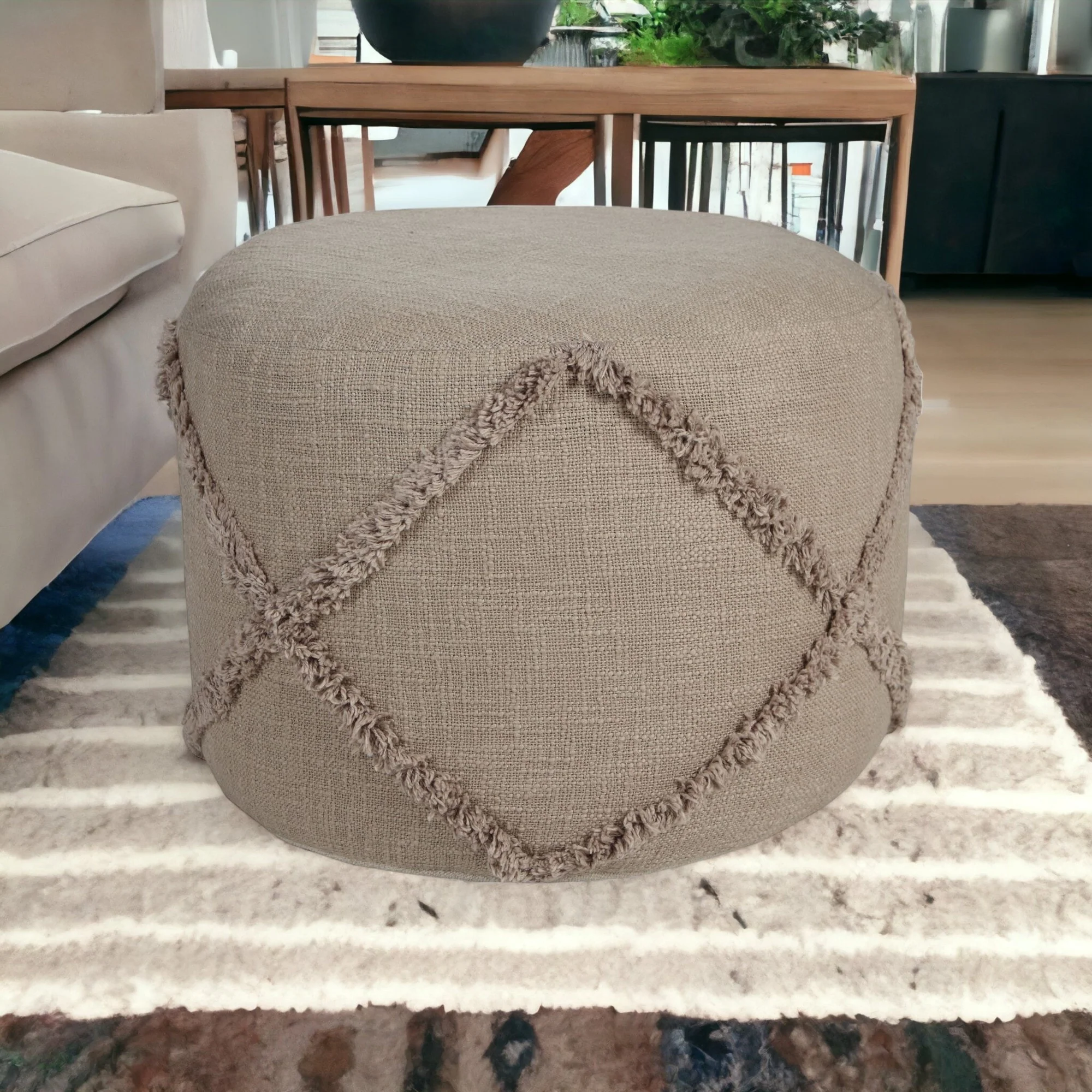 Brown 100% Cotton Ottoman By Homeroots - Image 8
