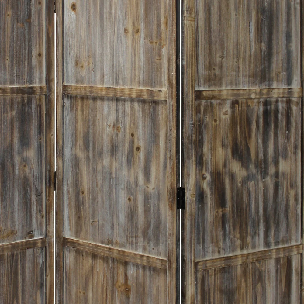 Brown 3 Panel Solid Wood Fortress Screen By Homeroots - Image 2