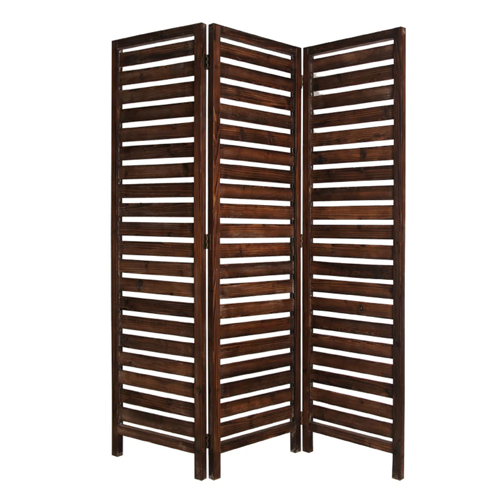 Brown 3 Panel Solid Wood Fortress Screen By Homeroots - 274852 - Image 2
