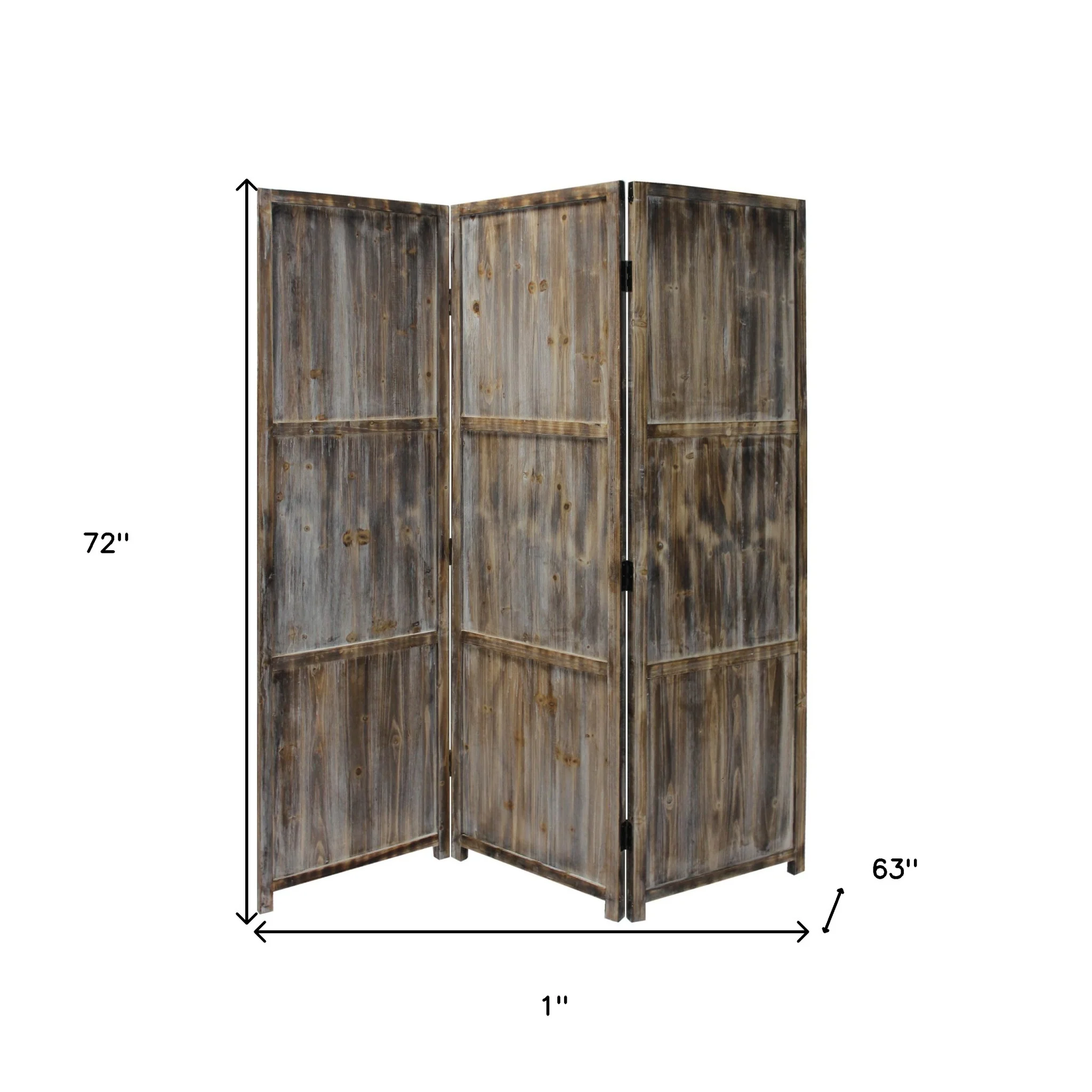 Brown 3 Panel Solid Wood Fortress Screen By Homeroots - Image 4