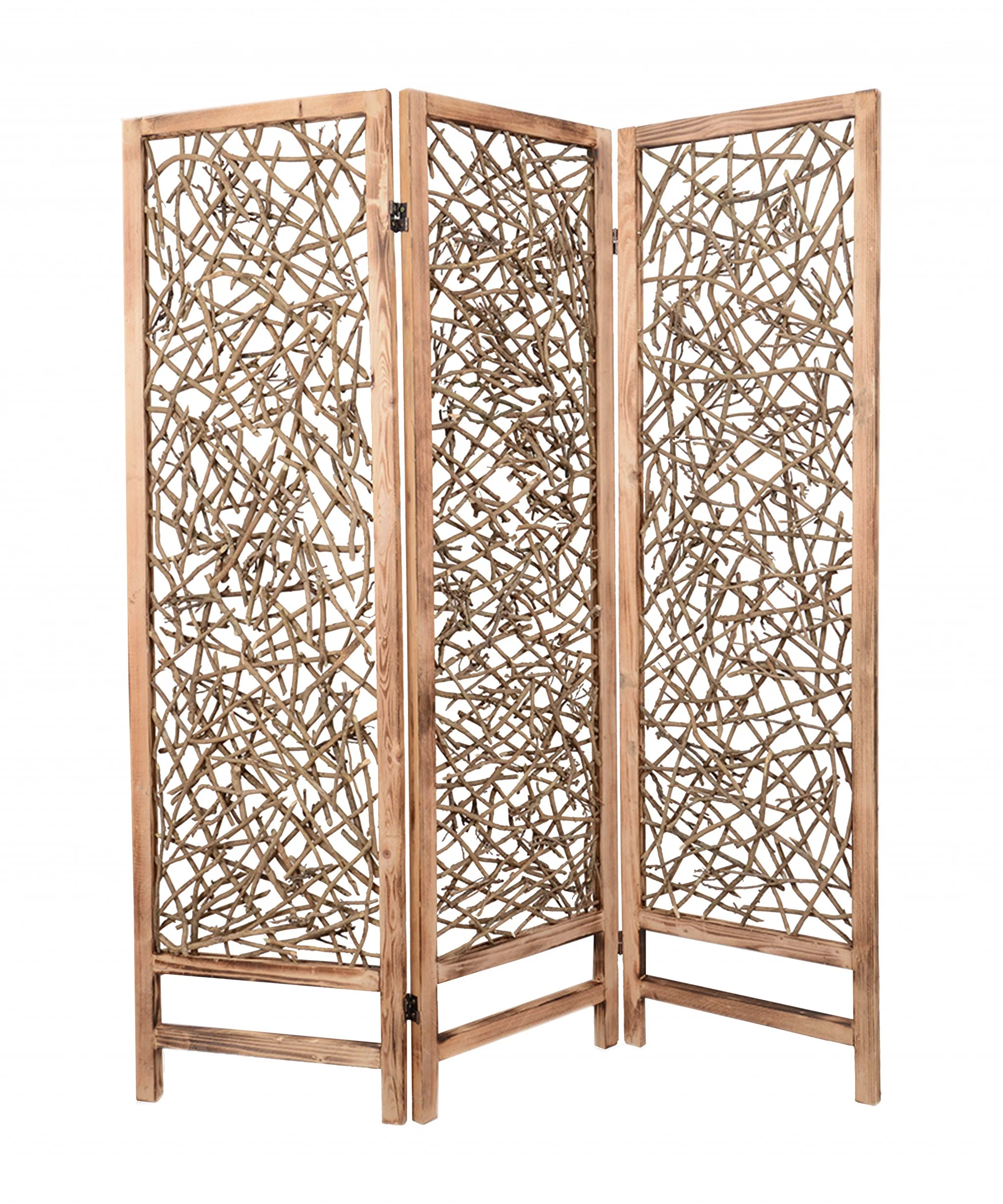Brown 3 Panel Wood Foldable Screen By Homeroots - 274729 - Image 2