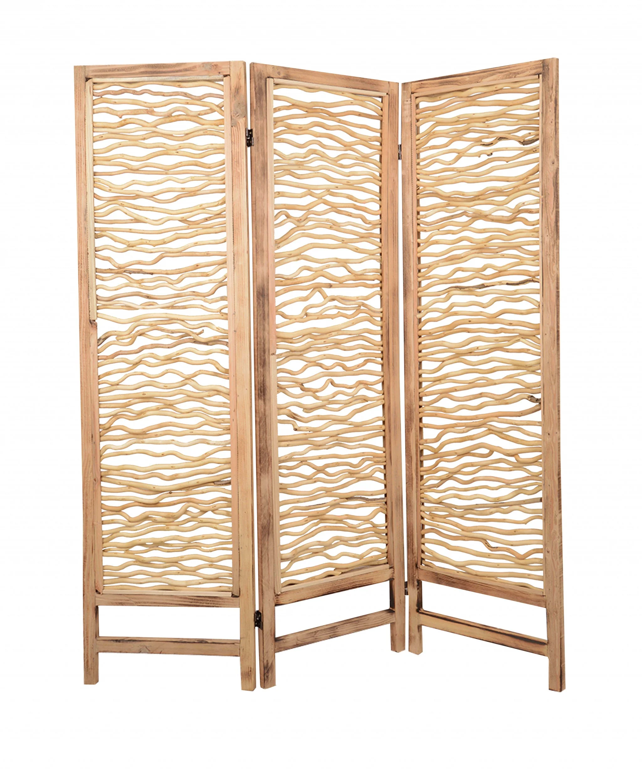 Brown 3 Panel Wood Foldable Screen By Homeroots - 274730 - Image 2