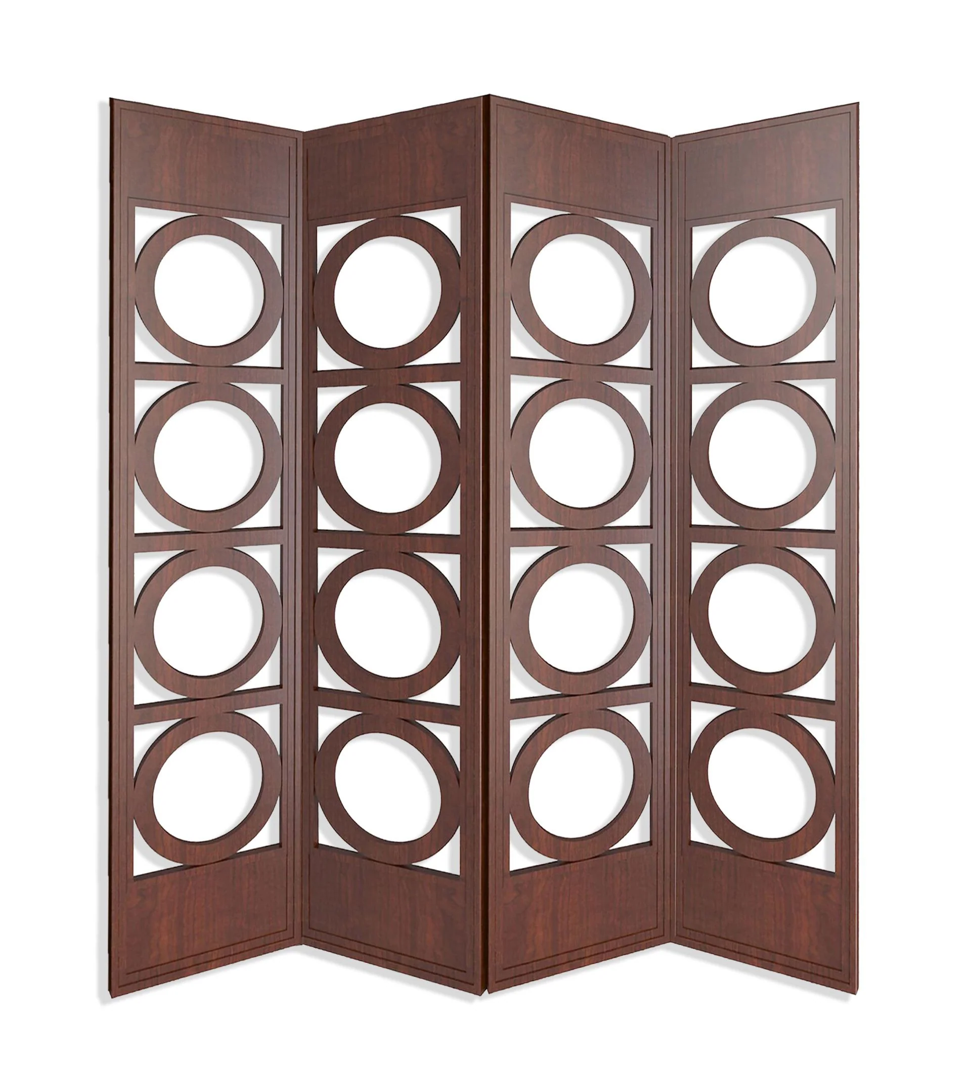 Brown 4 Panles Wood Screen By Homeroots - Image 3
