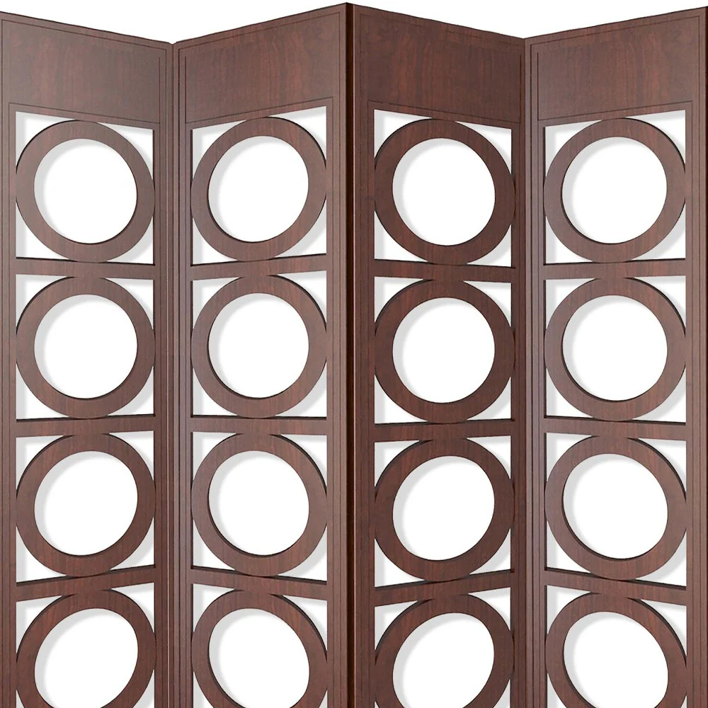 Brown 4 Panles Wood Screen By Homeroots - Image 4