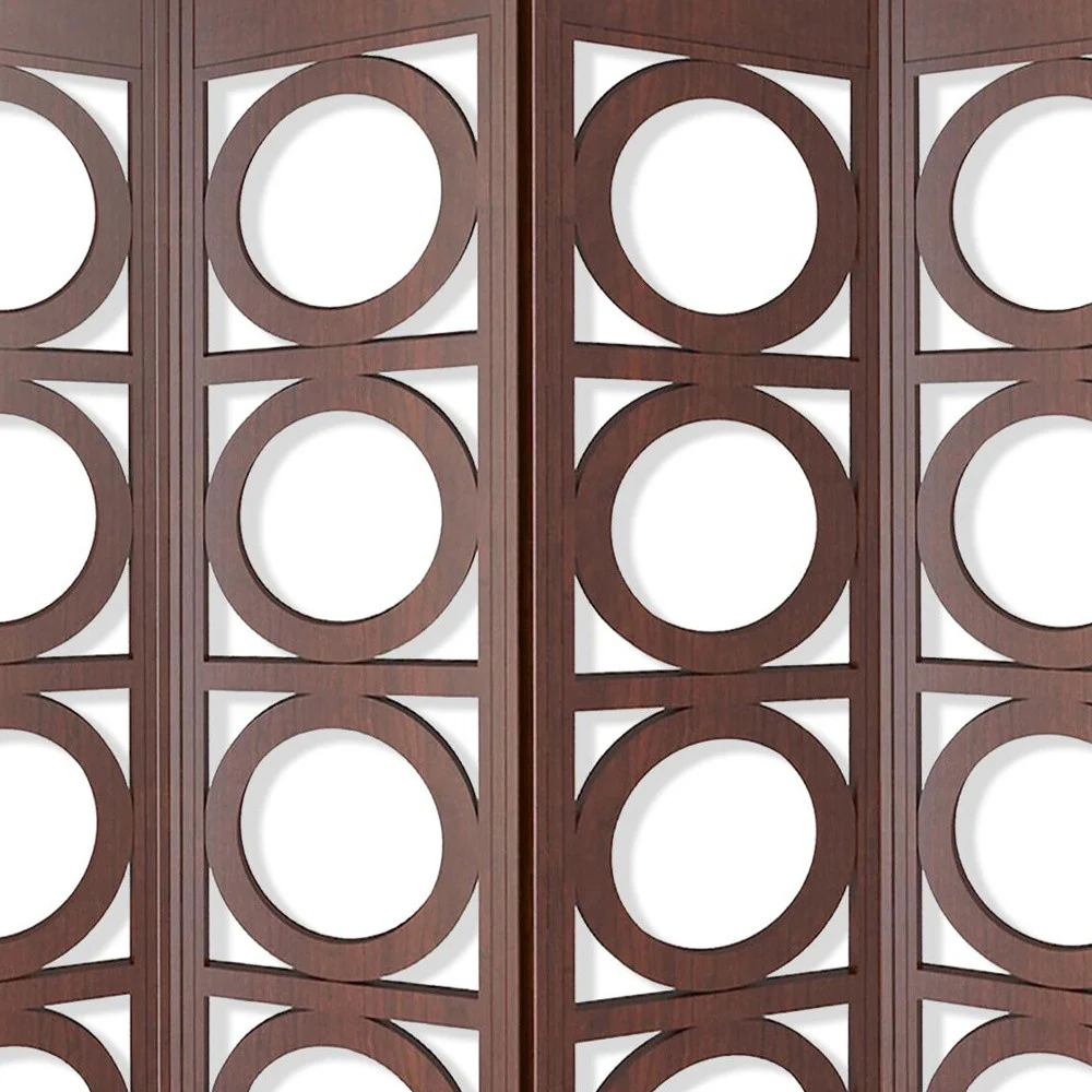 Brown 4 Panles Wood Screen By Homeroots - Image 5