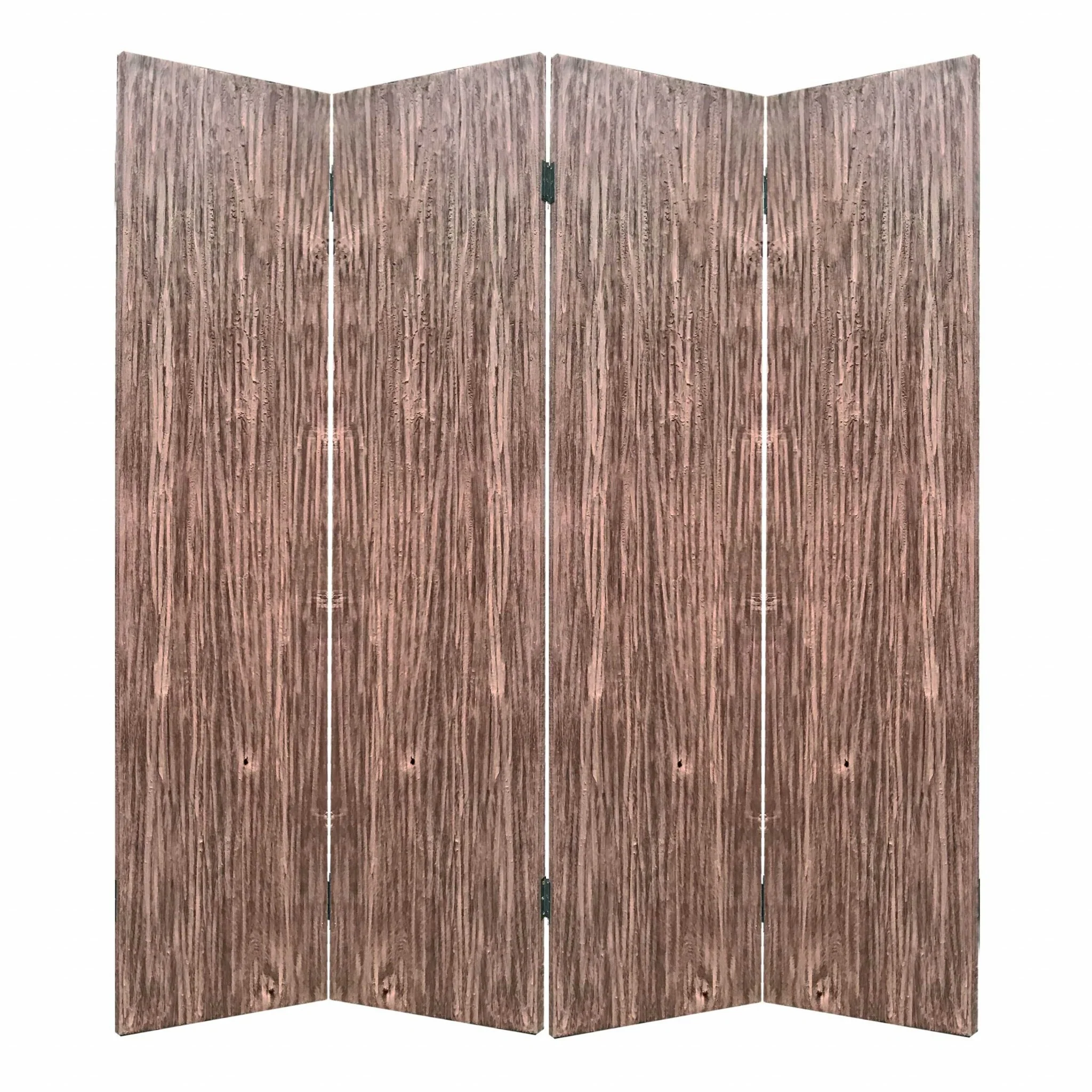 Brown 4 Panles Wood Woodland - Screen By Homeroots - Image 2