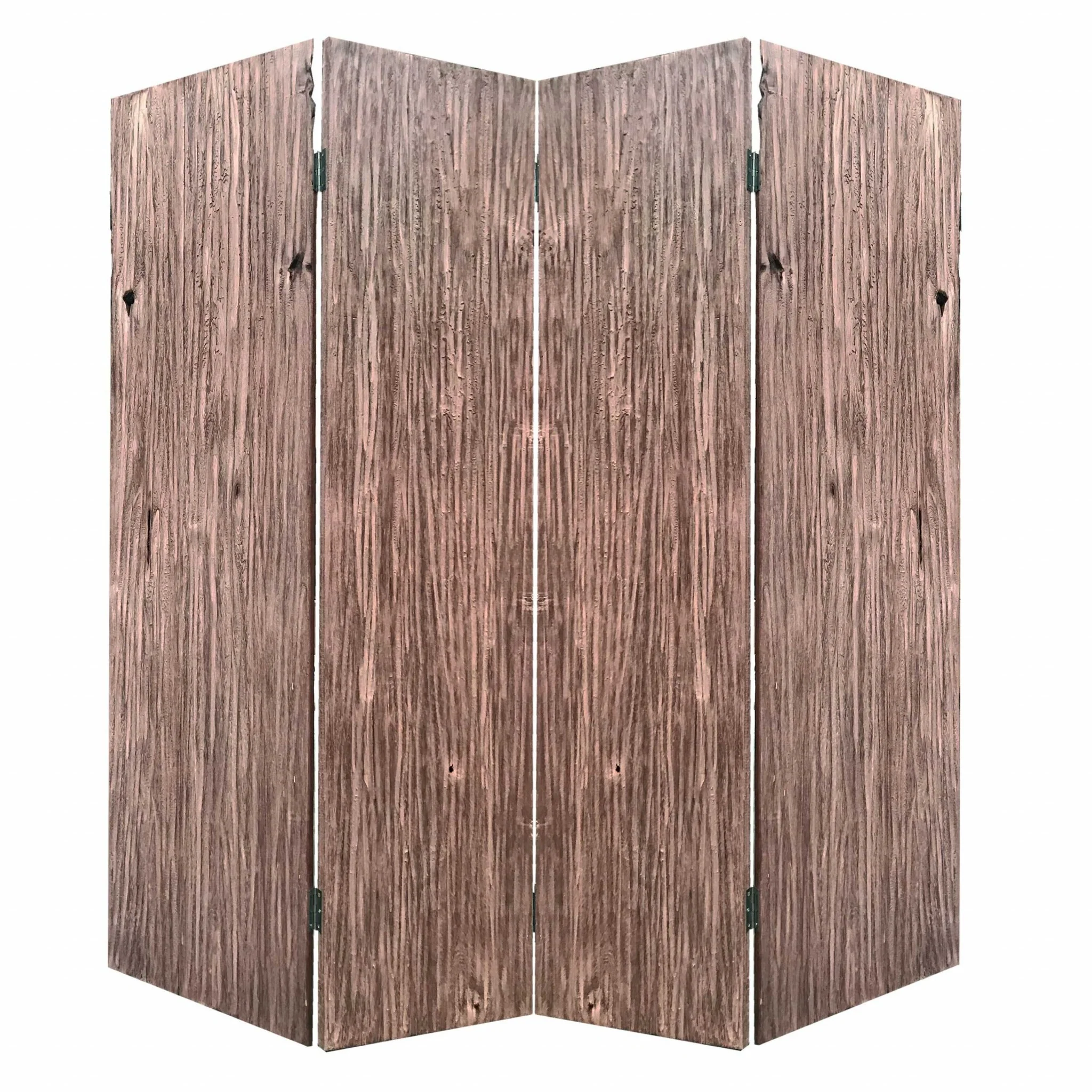 Brown 4 Panles Wood Woodland - Screen By Homeroots - Image 3