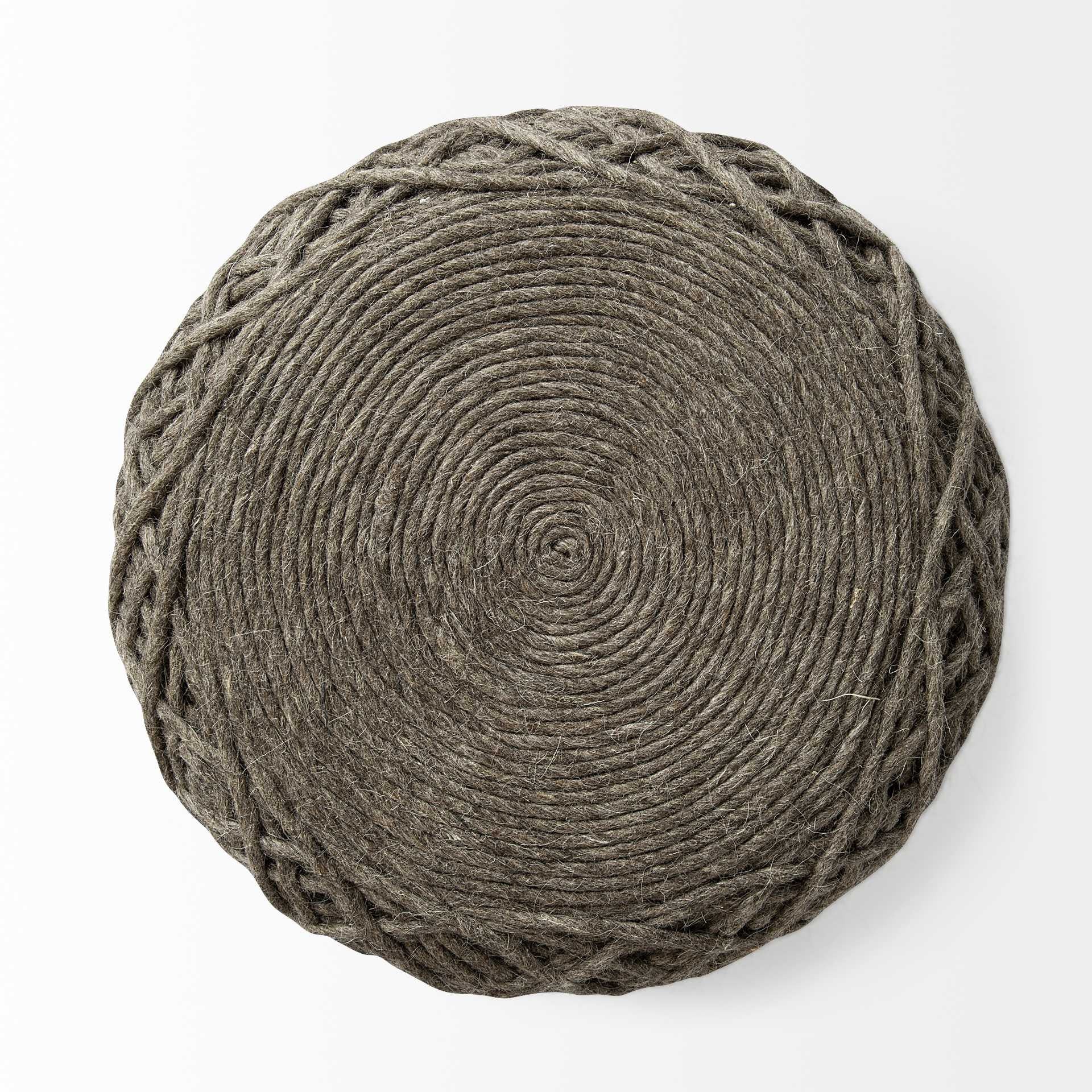 Brown Abstract Pouf Ottoman By Homeroots - Image 3