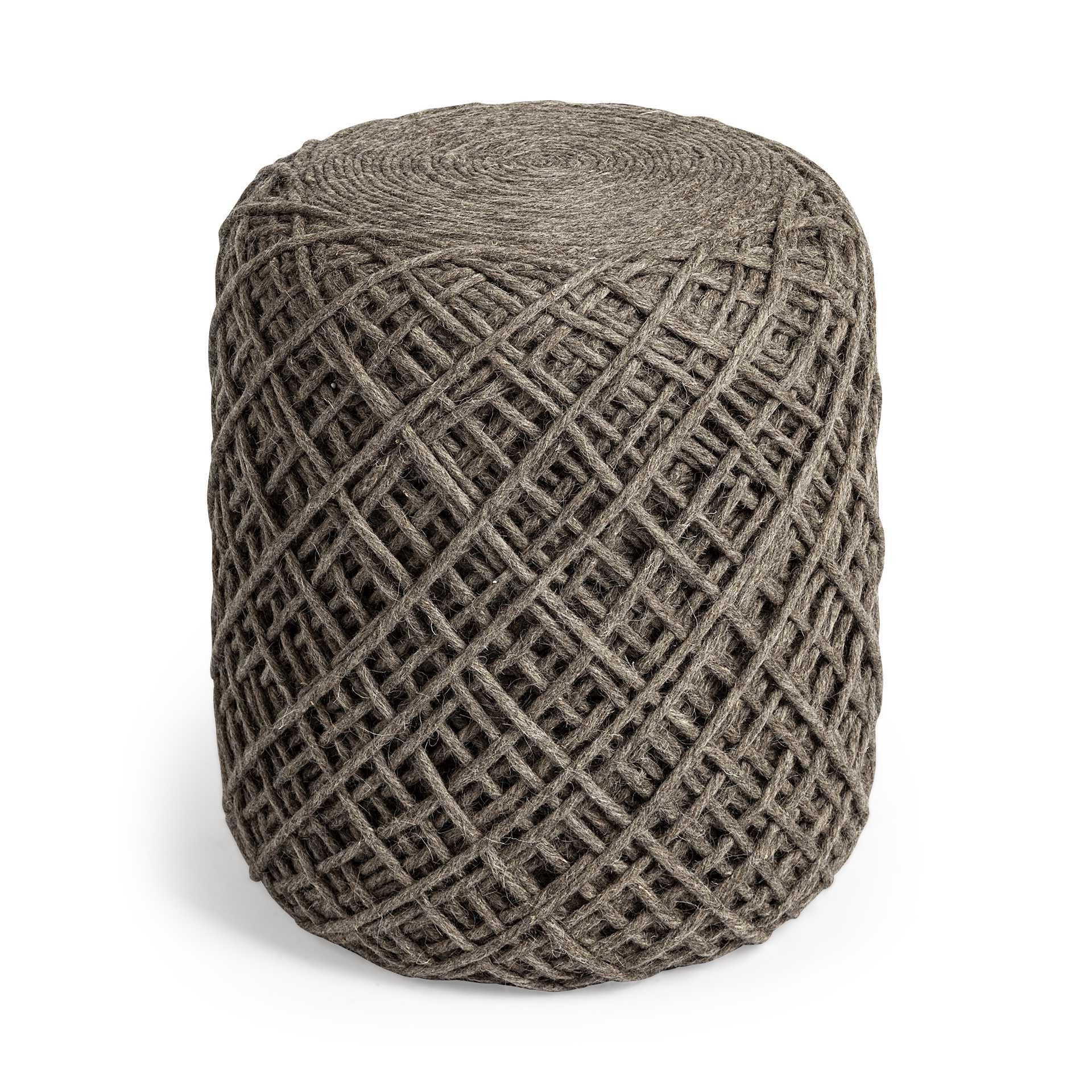 Brown Abstract Pouf Ottoman By Homeroots - Image 4