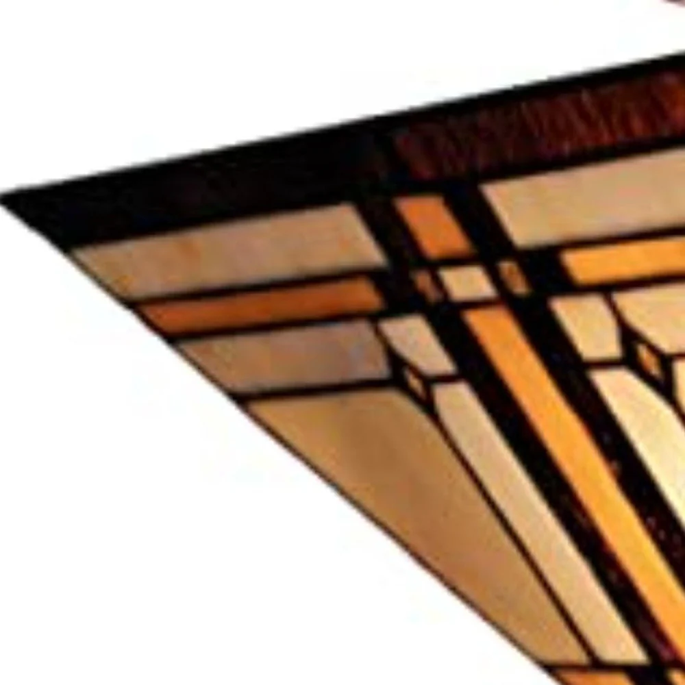 Brown and Amber Tiffany Style Mission Semi Flush Dimmable Ceiling Light By Homeroots - Image 3