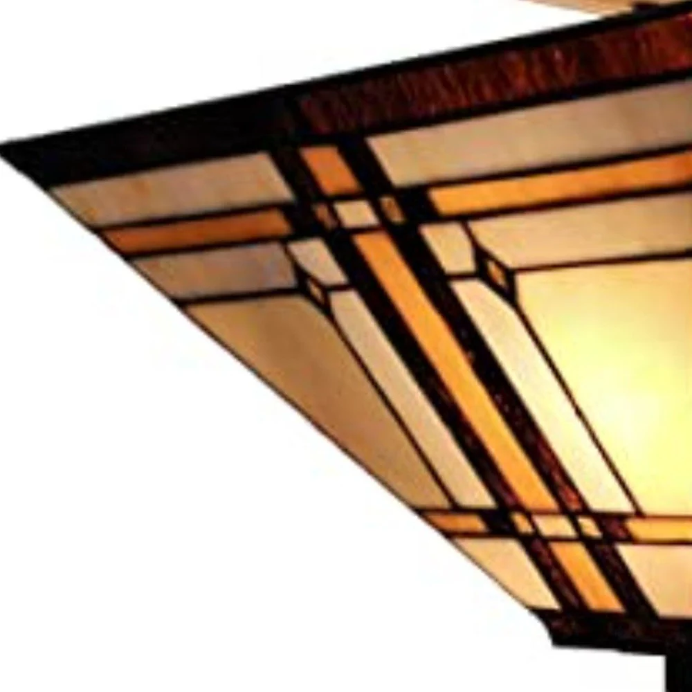 Brown and Amber Tiffany Style Mission Semi Flush Dimmable Ceiling Light By Homeroots - Image 4