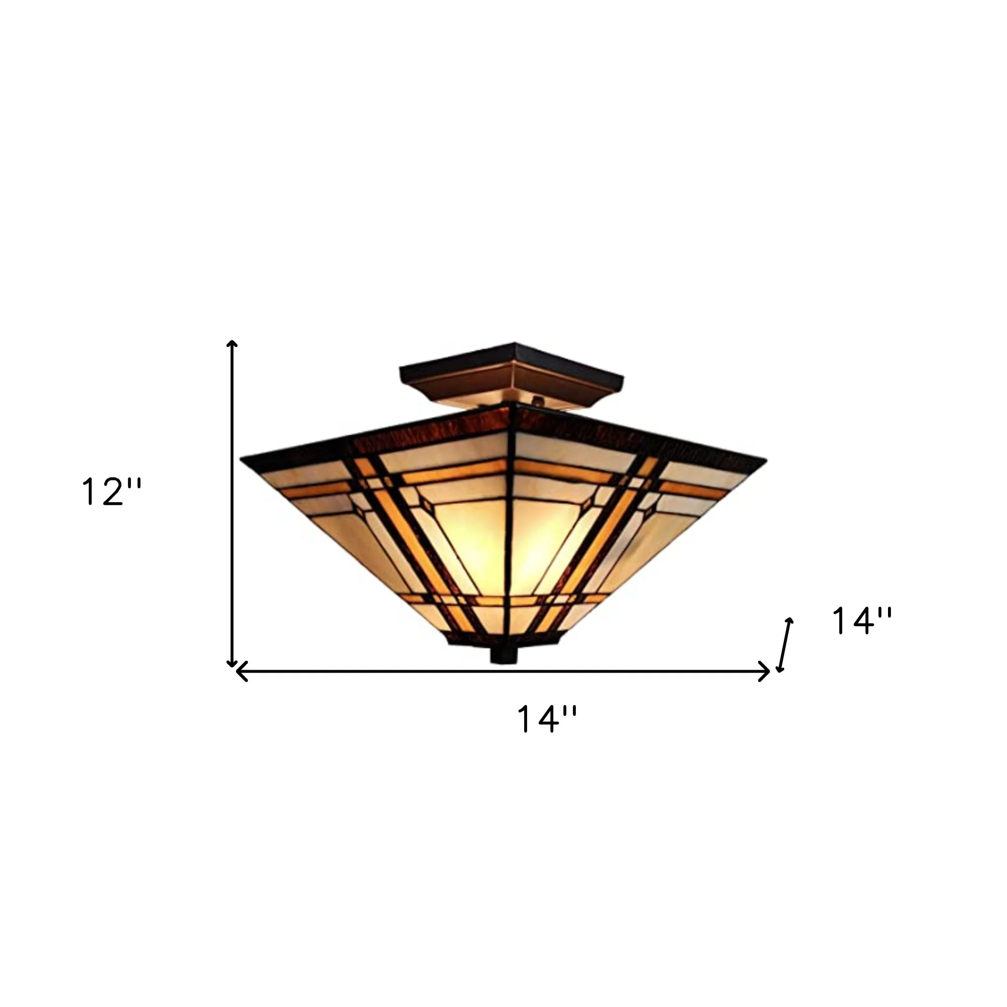 Brown and Amber Tiffany Style Mission Semi Flush Dimmable Ceiling Light By Homeroots - Image 5