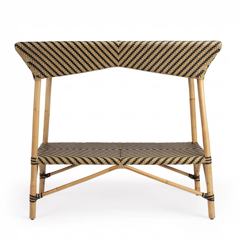 Brown And Beige Rattan Bar Cart By Homeroots - Image 2