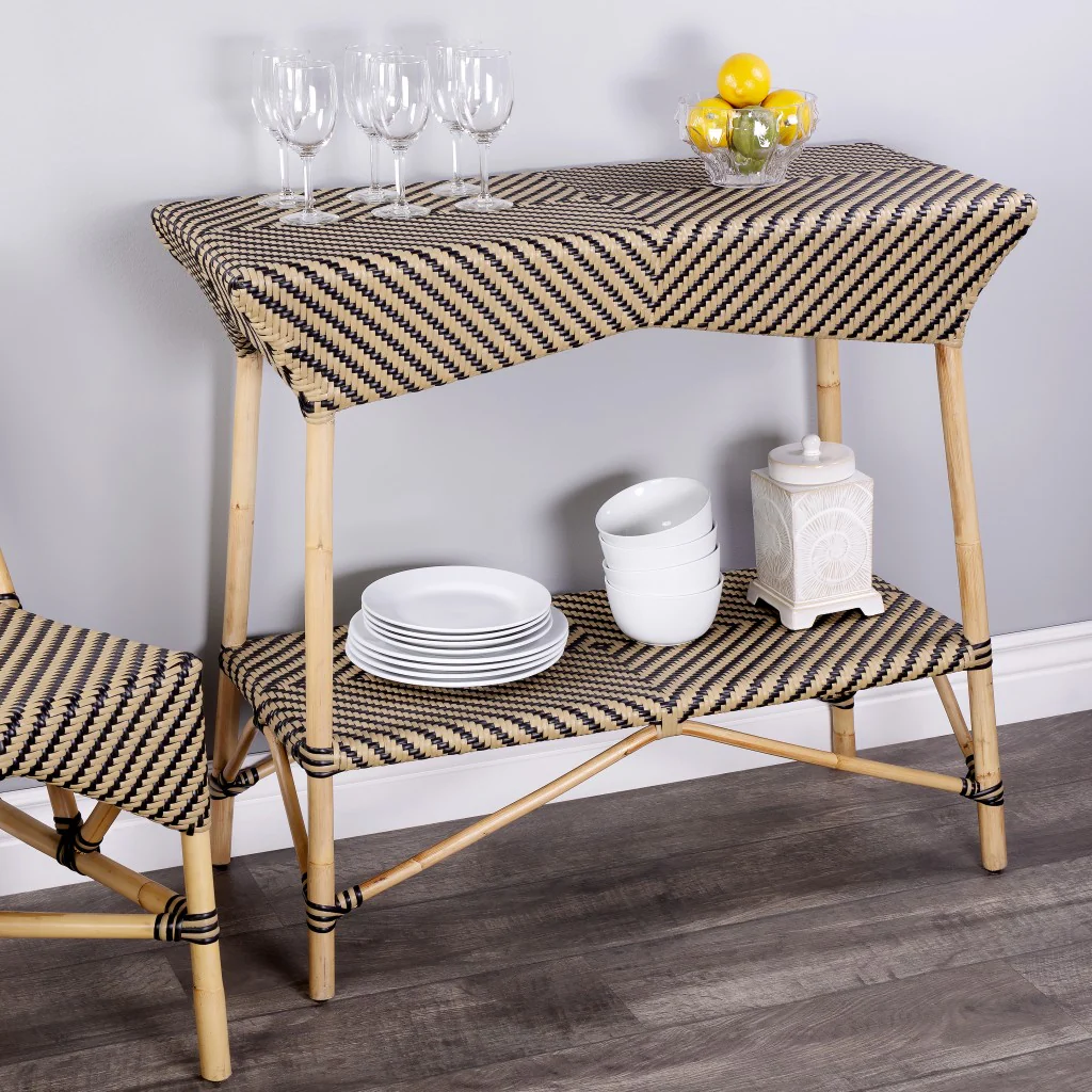 Brown And Beige Rattan Bar Cart By Homeroots - Image 8