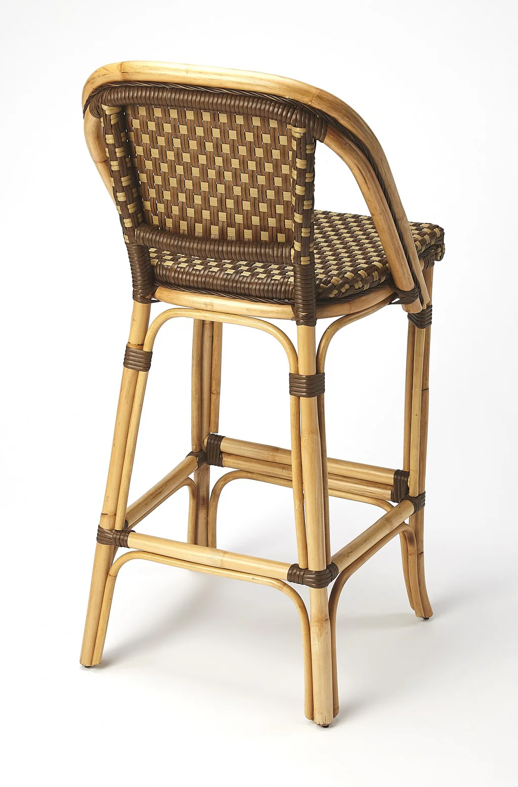 Brown And Beige Rattan Bar Stool By Homeroots - Image 2