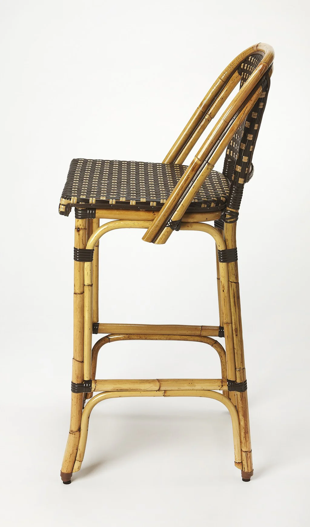 Brown And Beige Rattan Bar Stool By Homeroots - Image 3