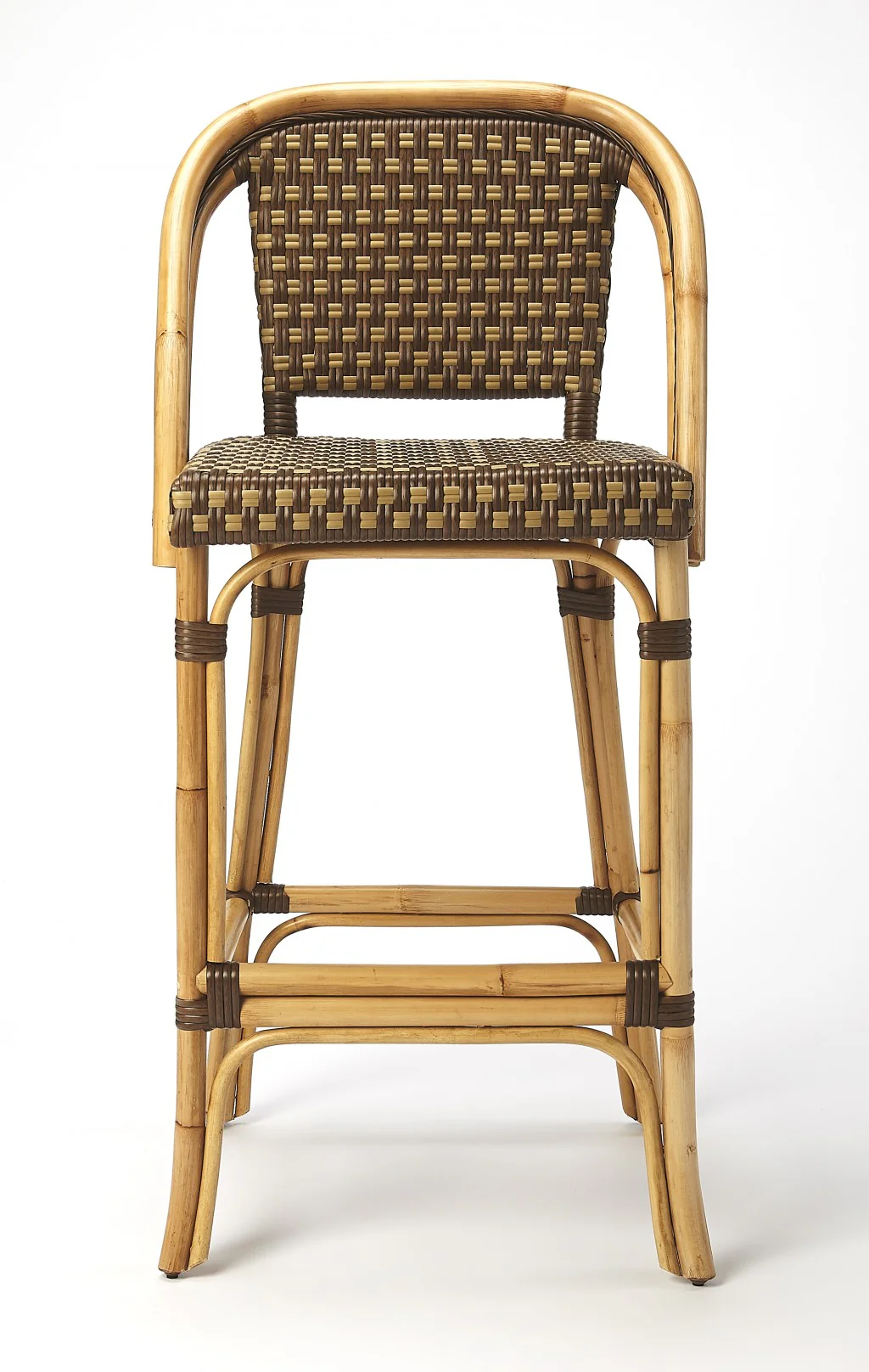 Brown And Beige Rattan Bar Stool By Homeroots - Image 4