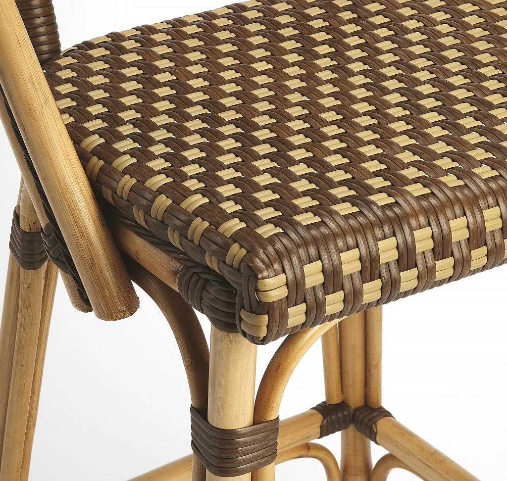 Brown And Beige Rattan Bar Stool By Homeroots - Image 7