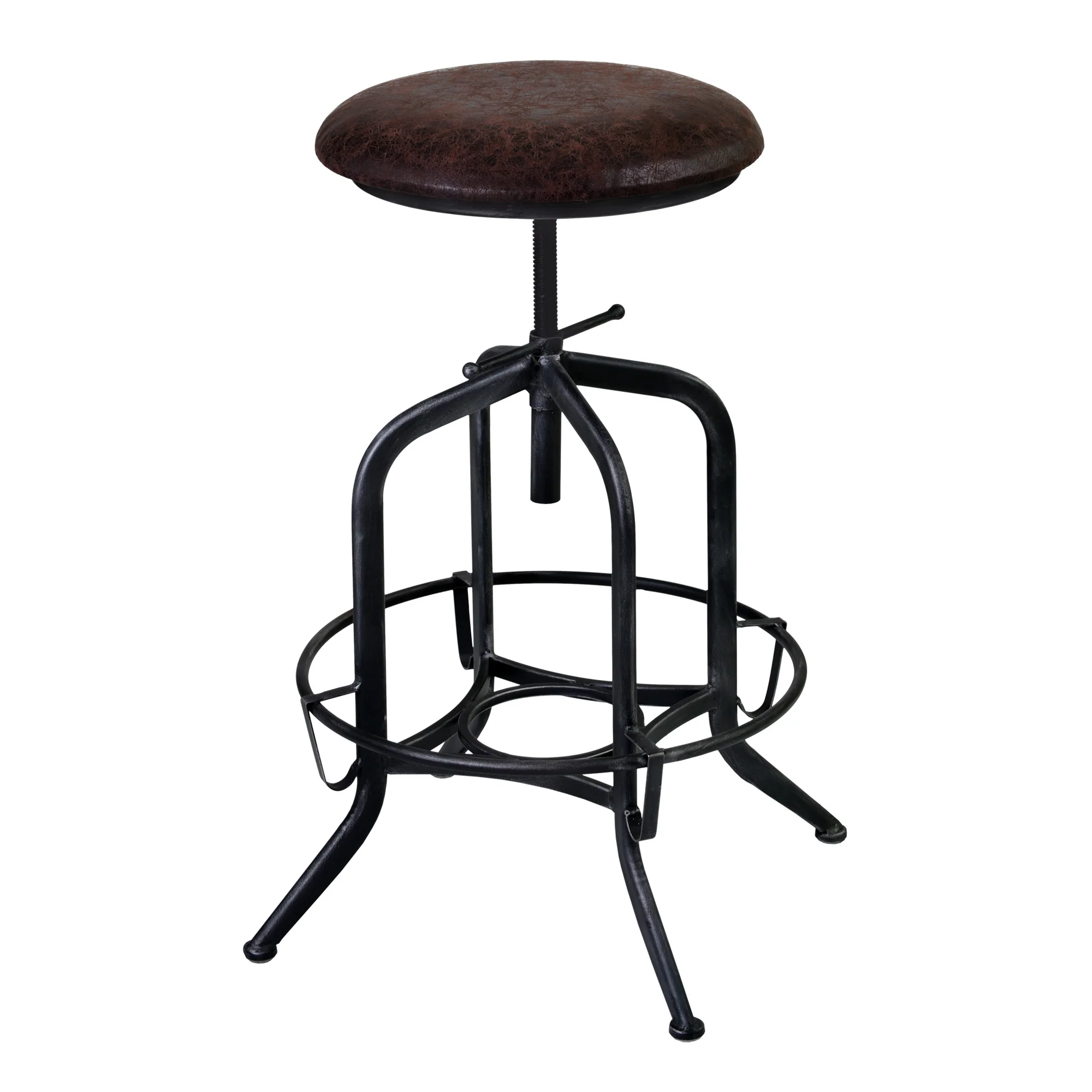 Brown and Black Adjustable Industrial Style Bar Stool By Homeroots - Image 2