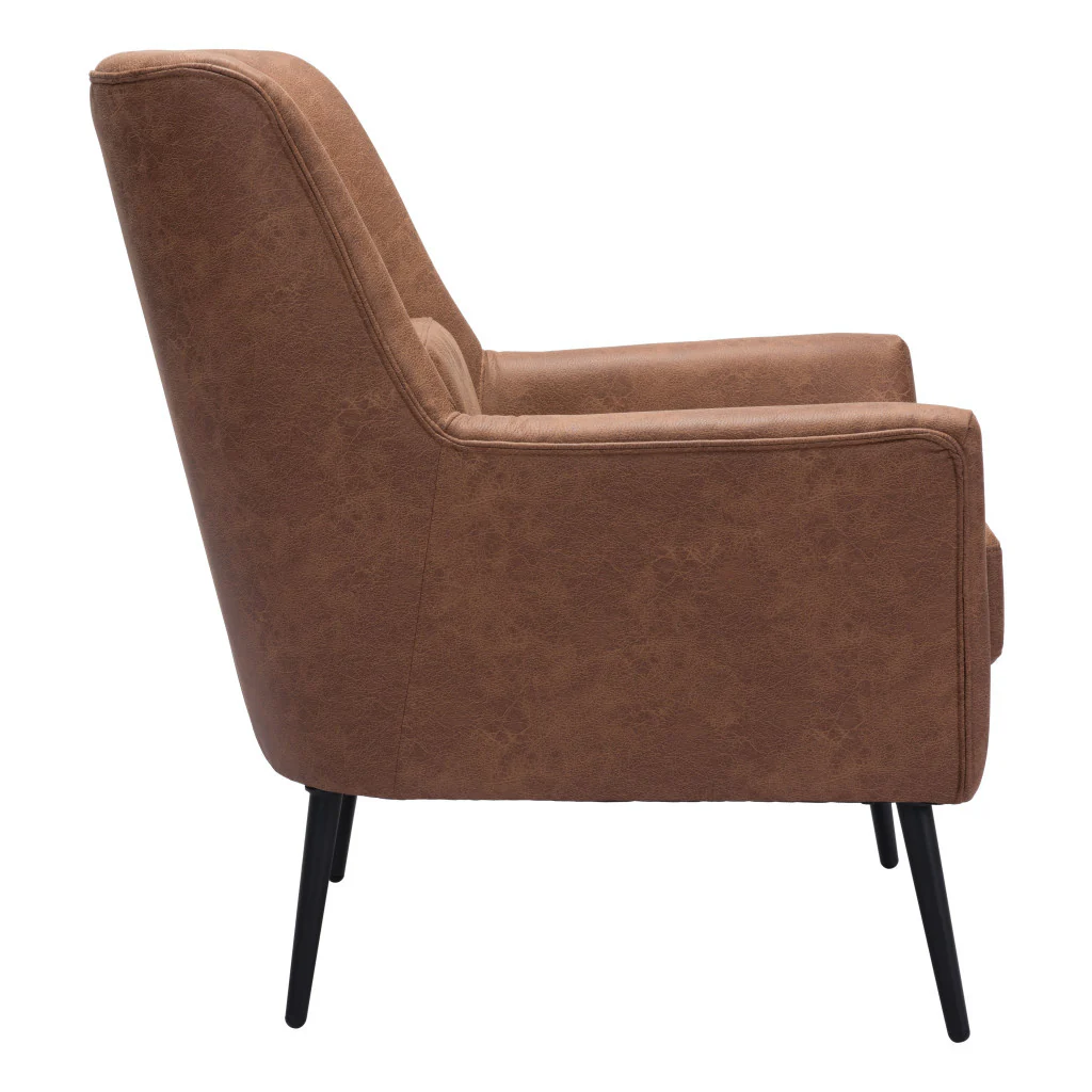 Brown And Black Faux Leather And Upholstered Arm Chair And Toss Pillow By Homeroots - Image 4