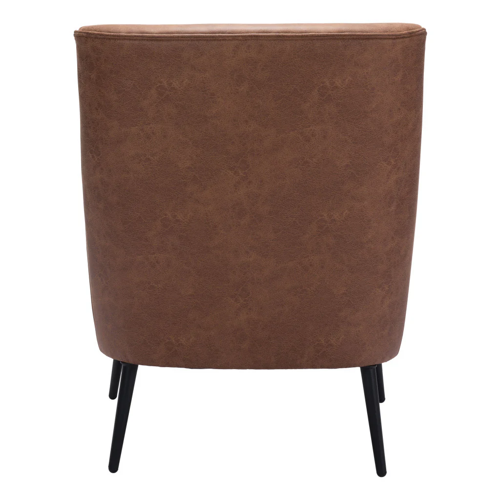 Brown And Black Faux Leather And Upholstered Arm Chair And Toss Pillow By Homeroots - Image 5