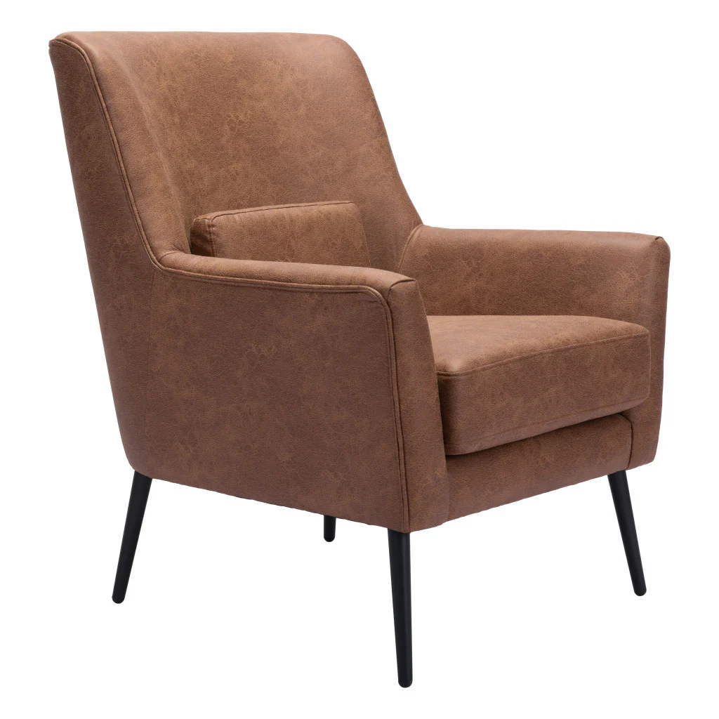 Brown And Black Faux Leather And Upholstered Arm Chair And Toss Pillow By Homeroots - Image 6
