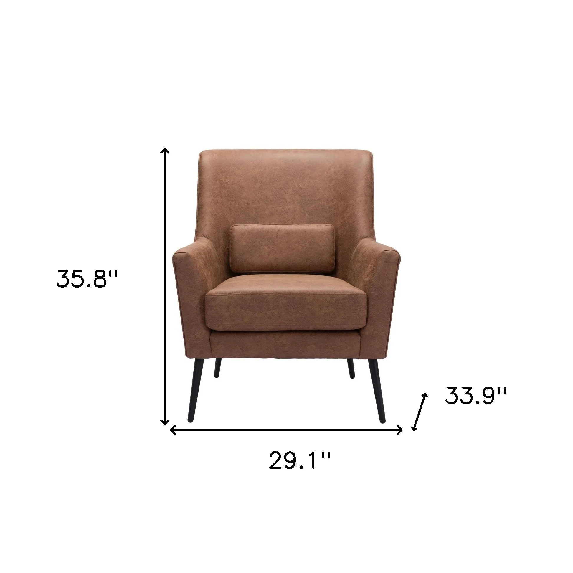 Brown And Black Faux Leather And Upholstered Arm Chair And Toss Pillow By Homeroots - Image 8