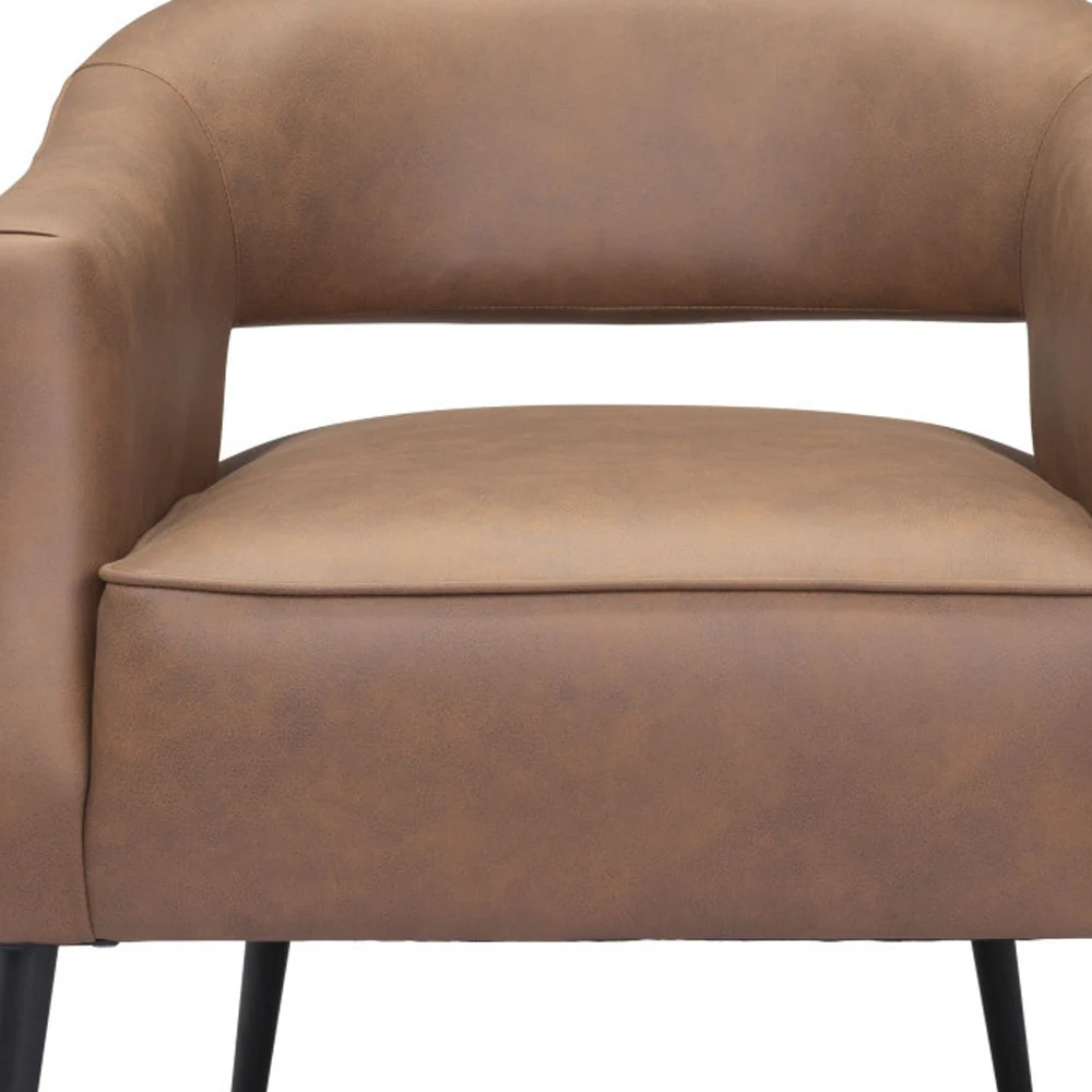 Brown And Black Faux Leather And Upholstered Club Chair By Homeroots - Image 3