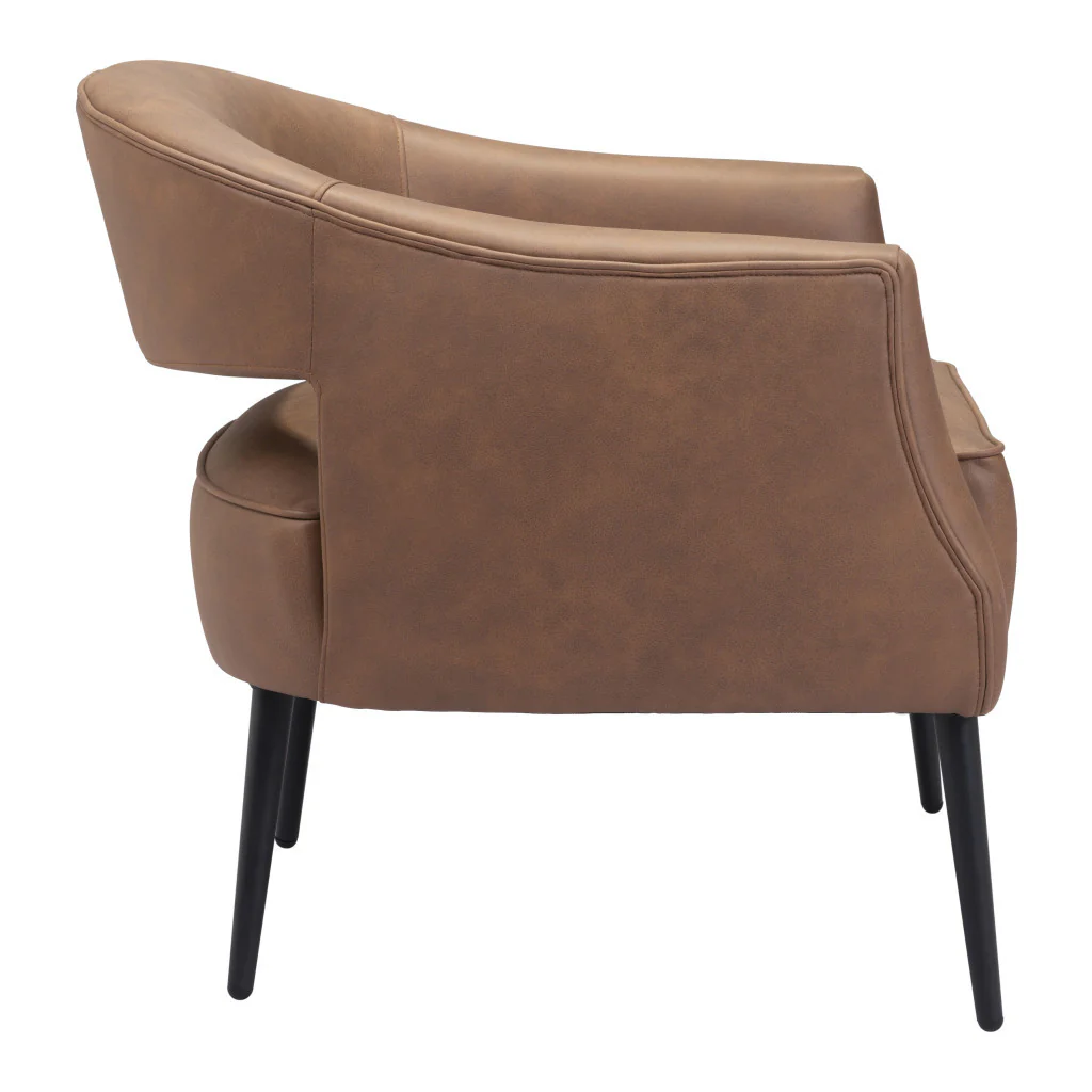 Brown And Black Faux Leather And Upholstered Club Chair By Homeroots - Image 5