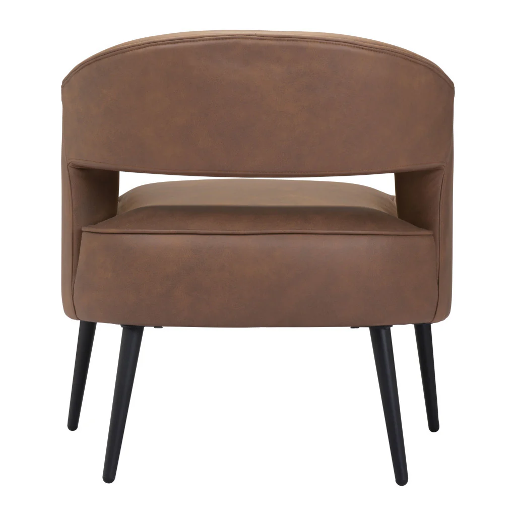 Brown And Black Faux Leather And Upholstered Club Chair By Homeroots - Image 6