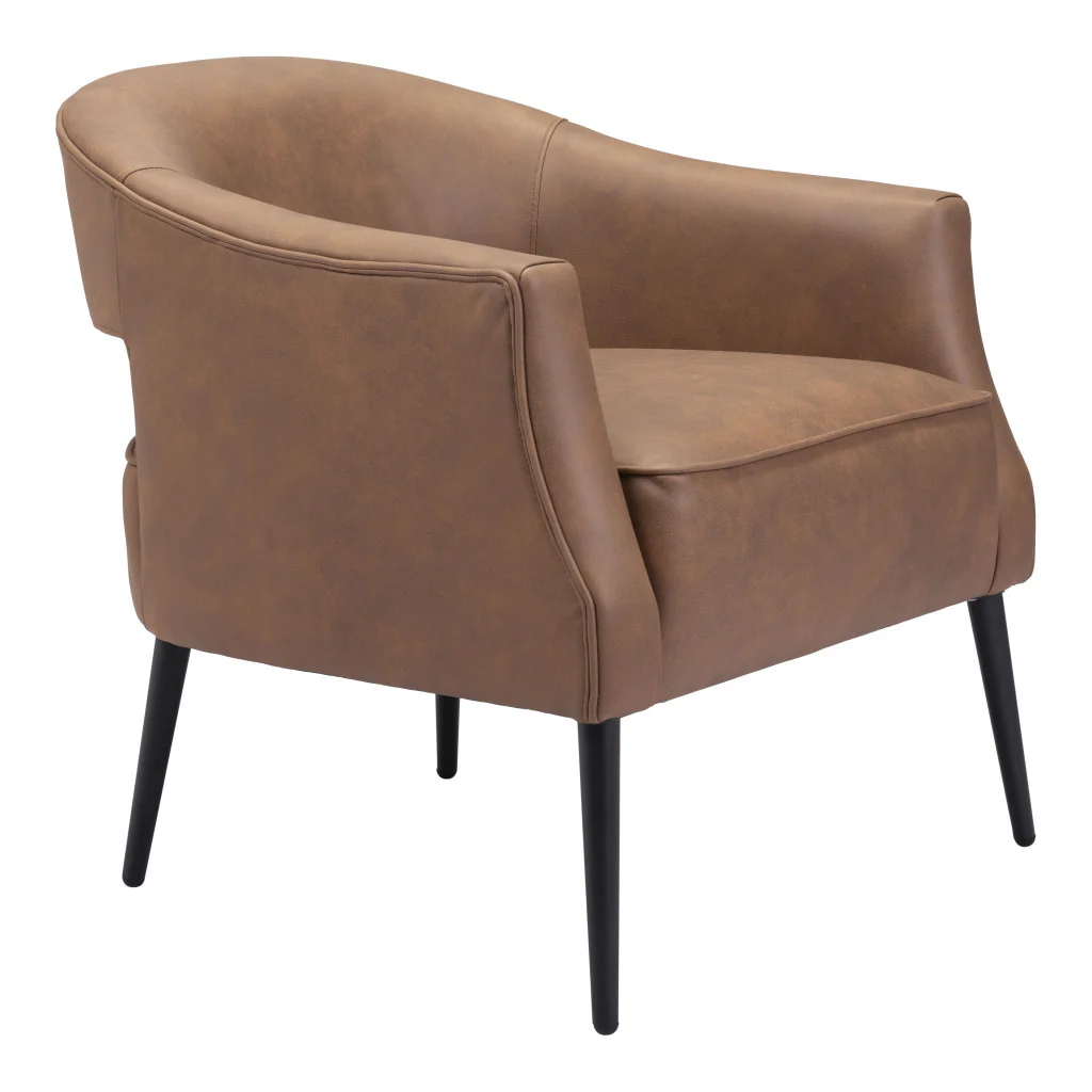 Brown And Black Faux Leather And Upholstered Club Chair By Homeroots - Image 7