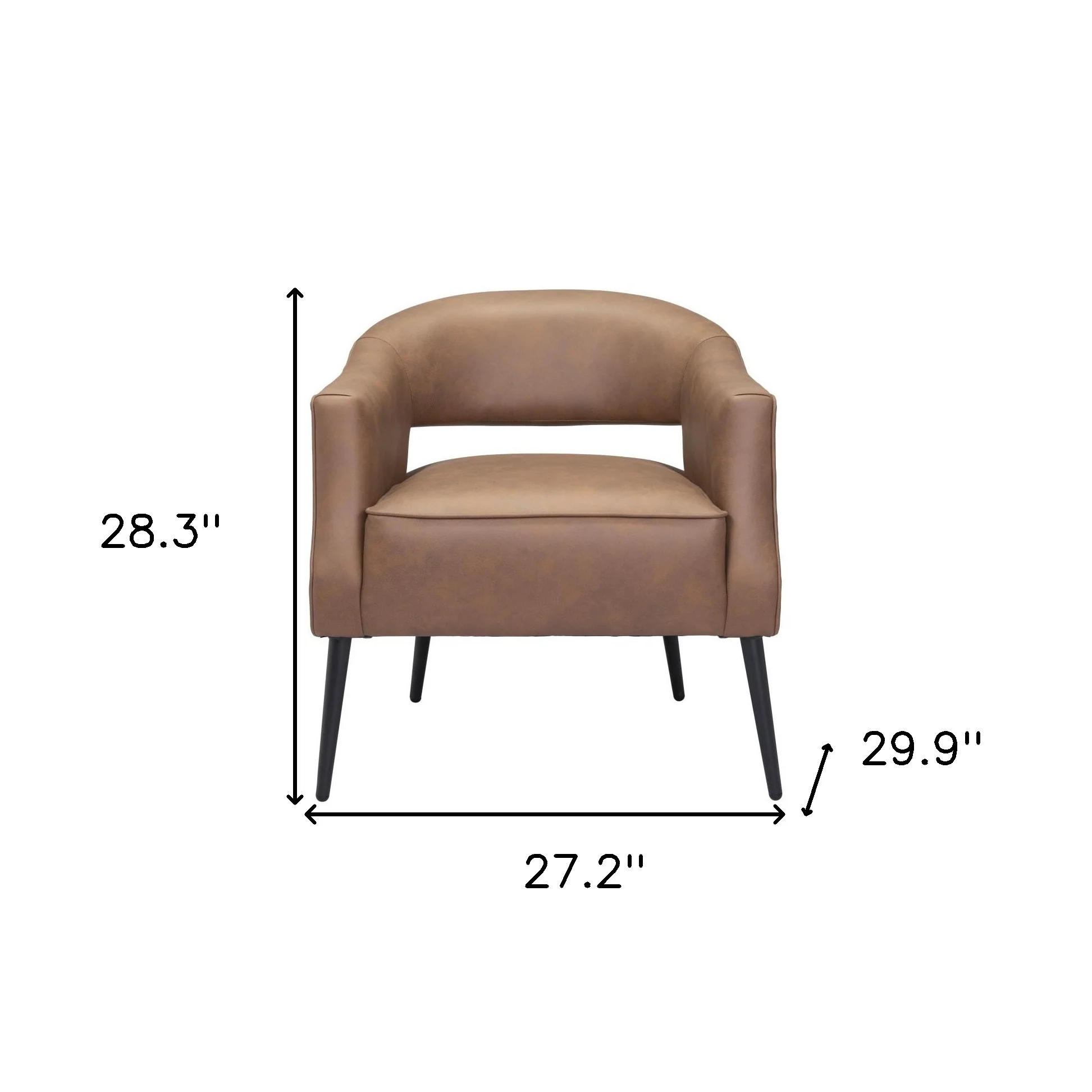 Brown And Black Faux Leather And Upholstered Club Chair By Homeroots - Image 8