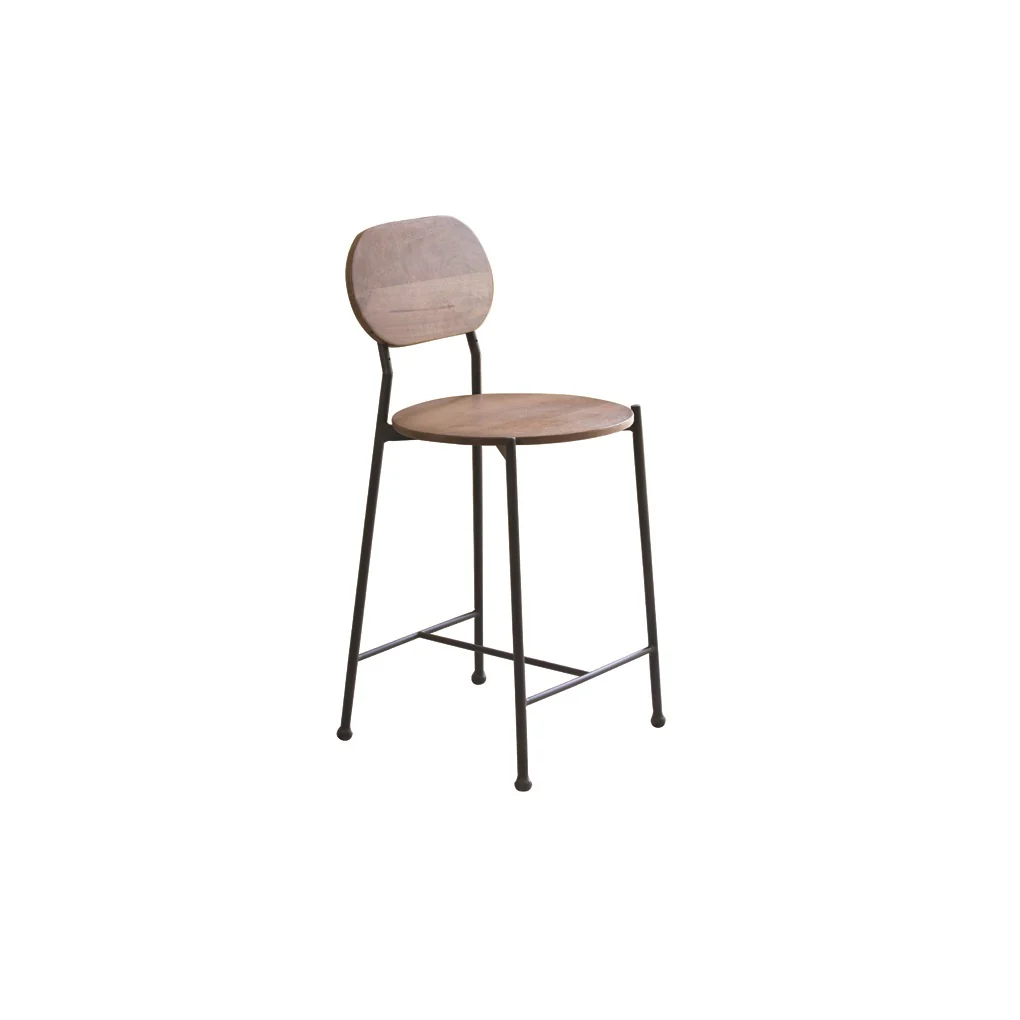 Brown And Black Iron Low Back Bar Height Bar Chair By Homeroots - Image 2