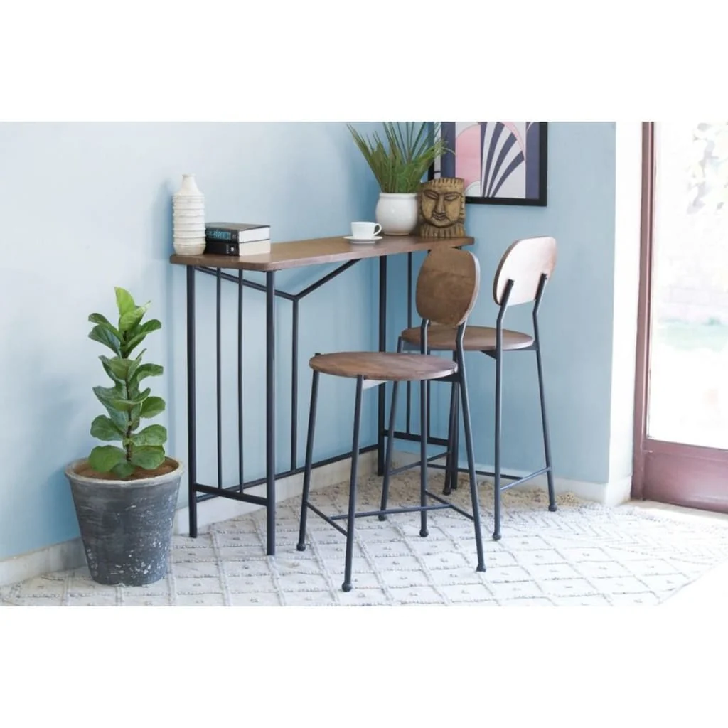 Brown And Black Iron Low Back Bar Height Bar Chair By Homeroots - Image 5