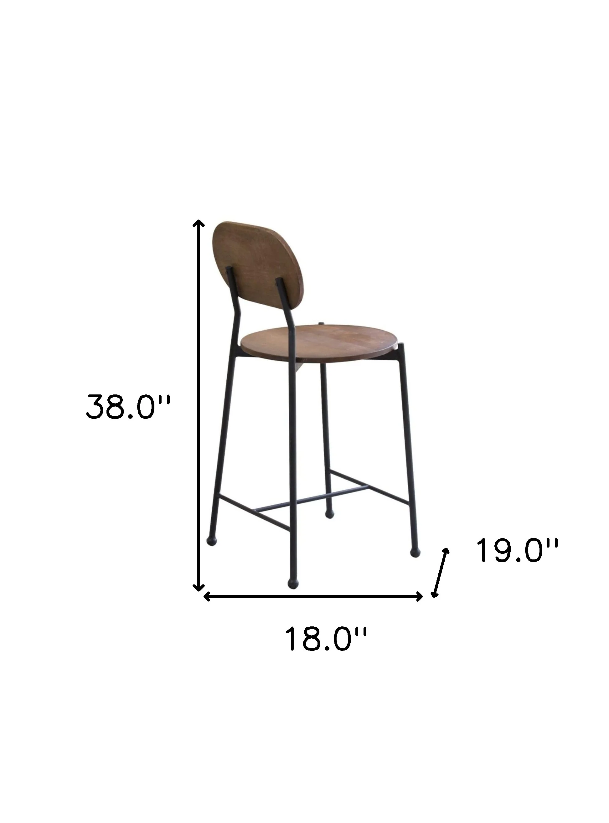 Brown And Black Iron Low Back Bar Height Bar Chair By Homeroots - Image 6