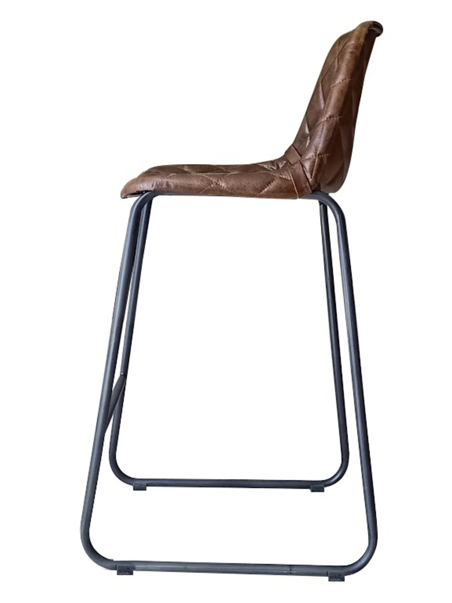Brown and Black Leather and Iron Counter Height Bar Chair By Homeroots - Image 2
