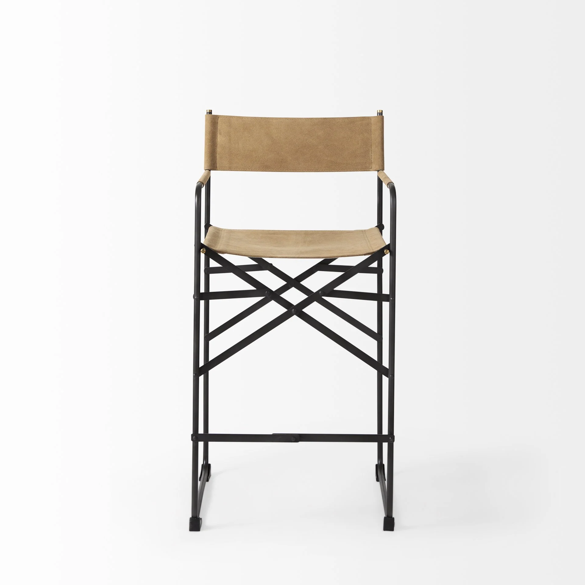 Brown And Black Leather And Metal Bar Chair By Homeroots - Image 3
