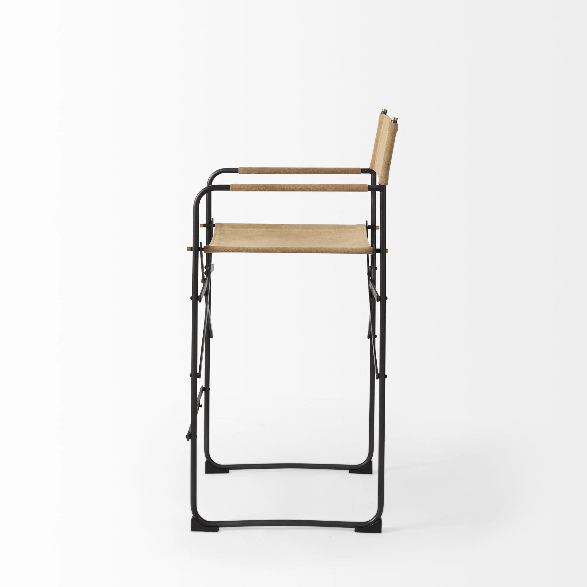 Brown And Black Leather And Metal Bar Chair By Homeroots - Image 4